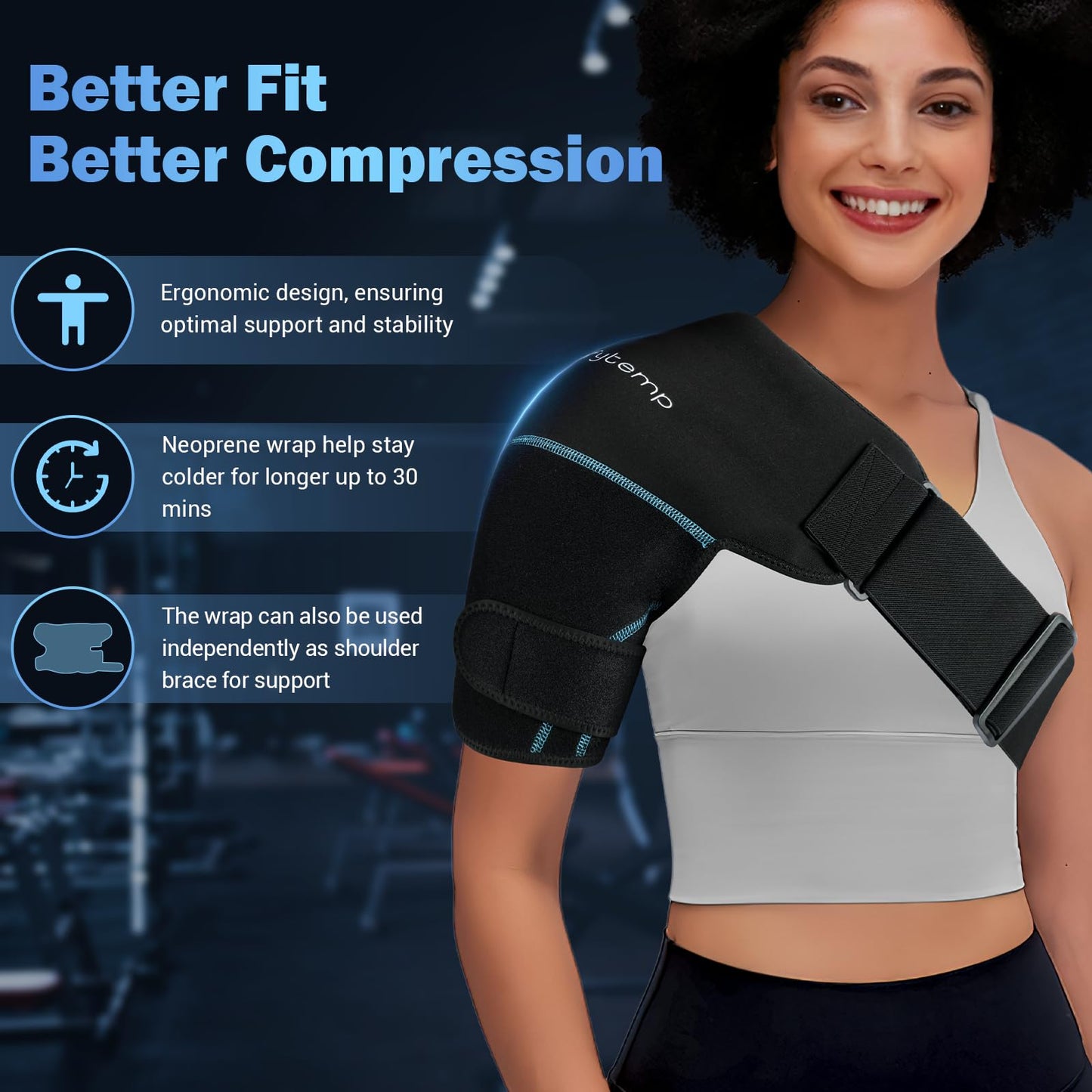 Comfytemp Shoulder Ice Pack Wrap Shoulder Brace, Gel Cold Compression Sleeve for Injuries Reusable Arm Rotator Cuff Pain Relief, Therapy Recovery Items for Men Women, 2 Gel Ice Packs
