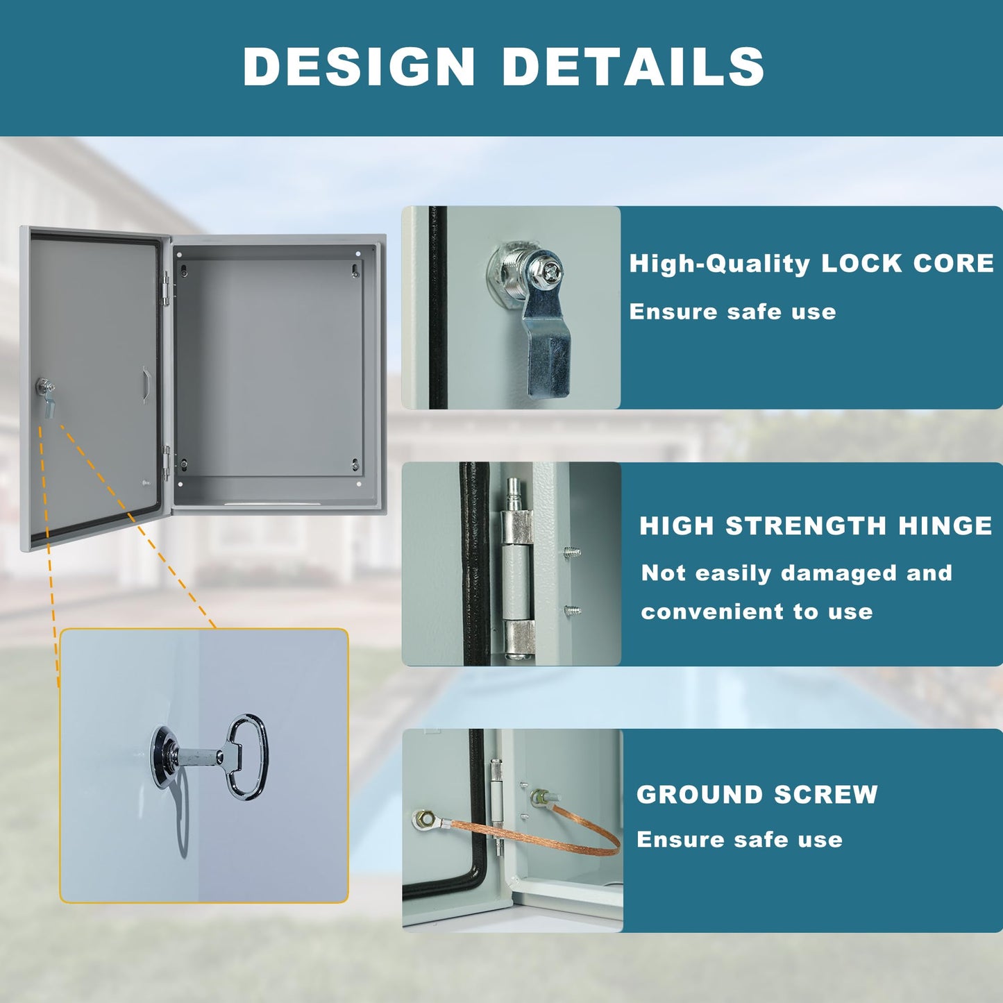 Waterproof Electrical Enclosure 24 x 24 x 12 inches, Outdoor Electrical Box Weatherproof, Electrical Junction Box with Reinforced Lock