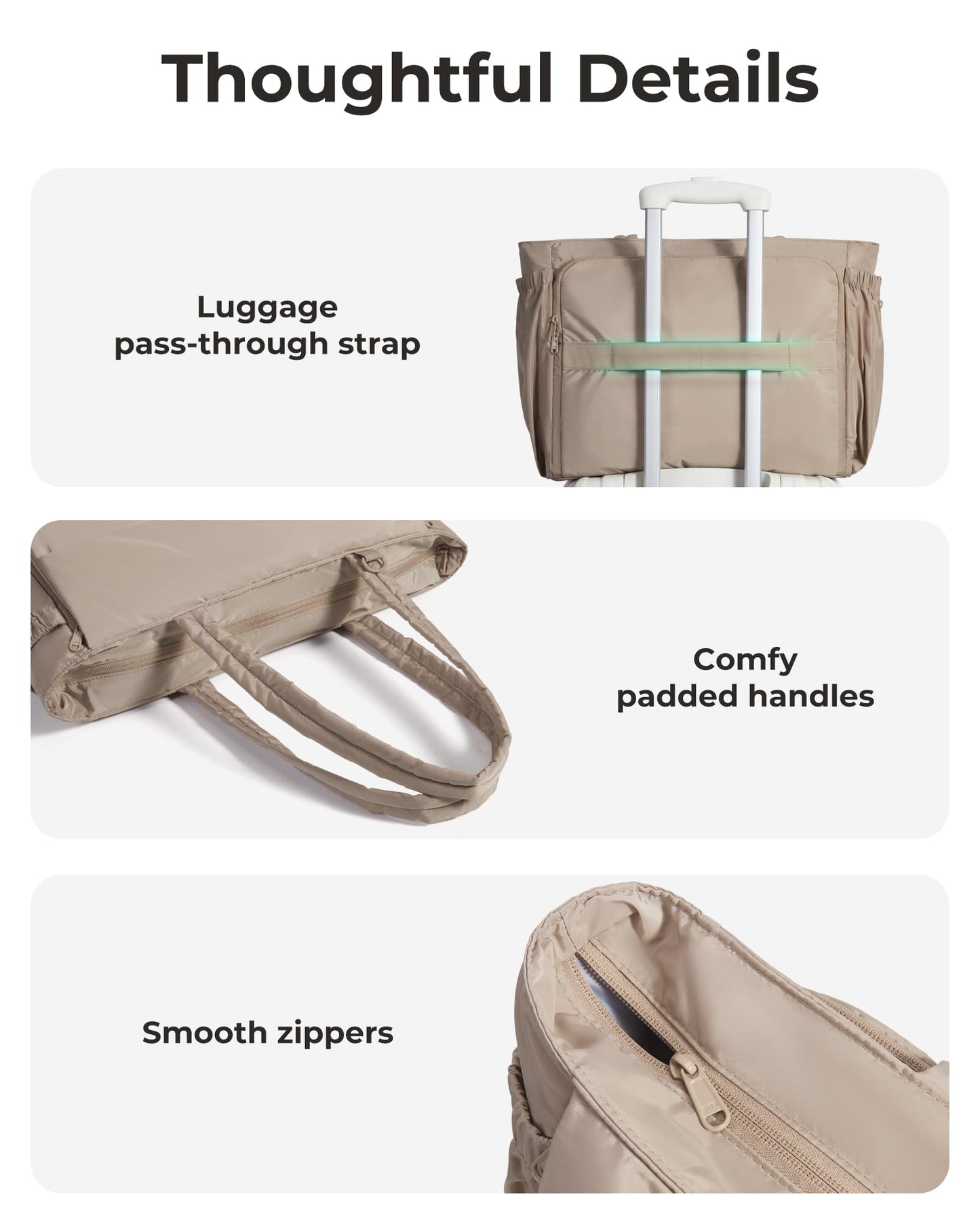 BAGSMART Yoga Mat Bag for Women, 22L Puffer Pilates Bag for 40oz Tumbler, Gym Bag for Yoga Travel College, Camel