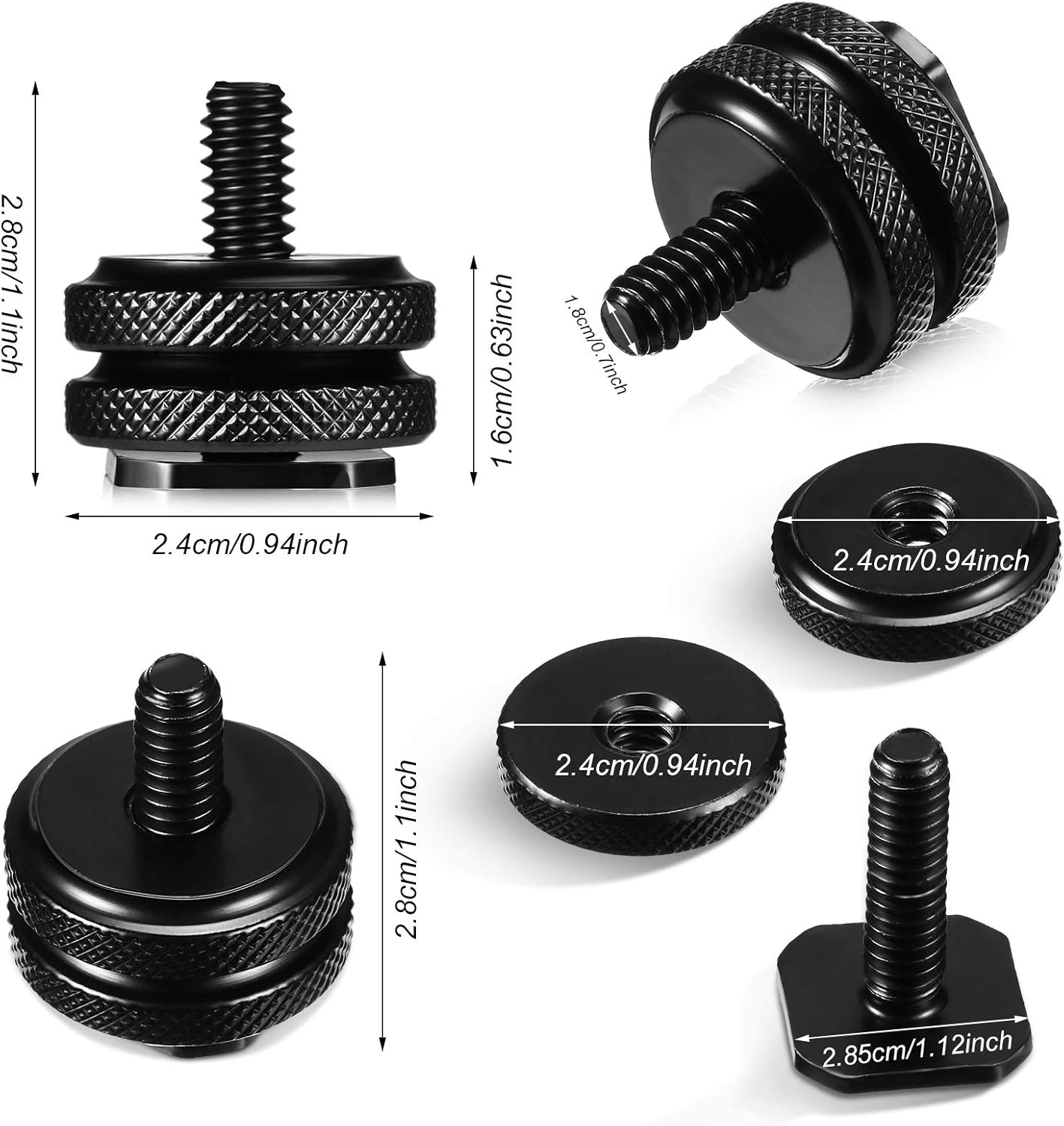 Weewooday 8 Pack 1/4"-20 Set Hot Shoe Adapter Kit, Cold Shoe Mount & Flash Stand Mount for DSLR Camera Rig, Tripod