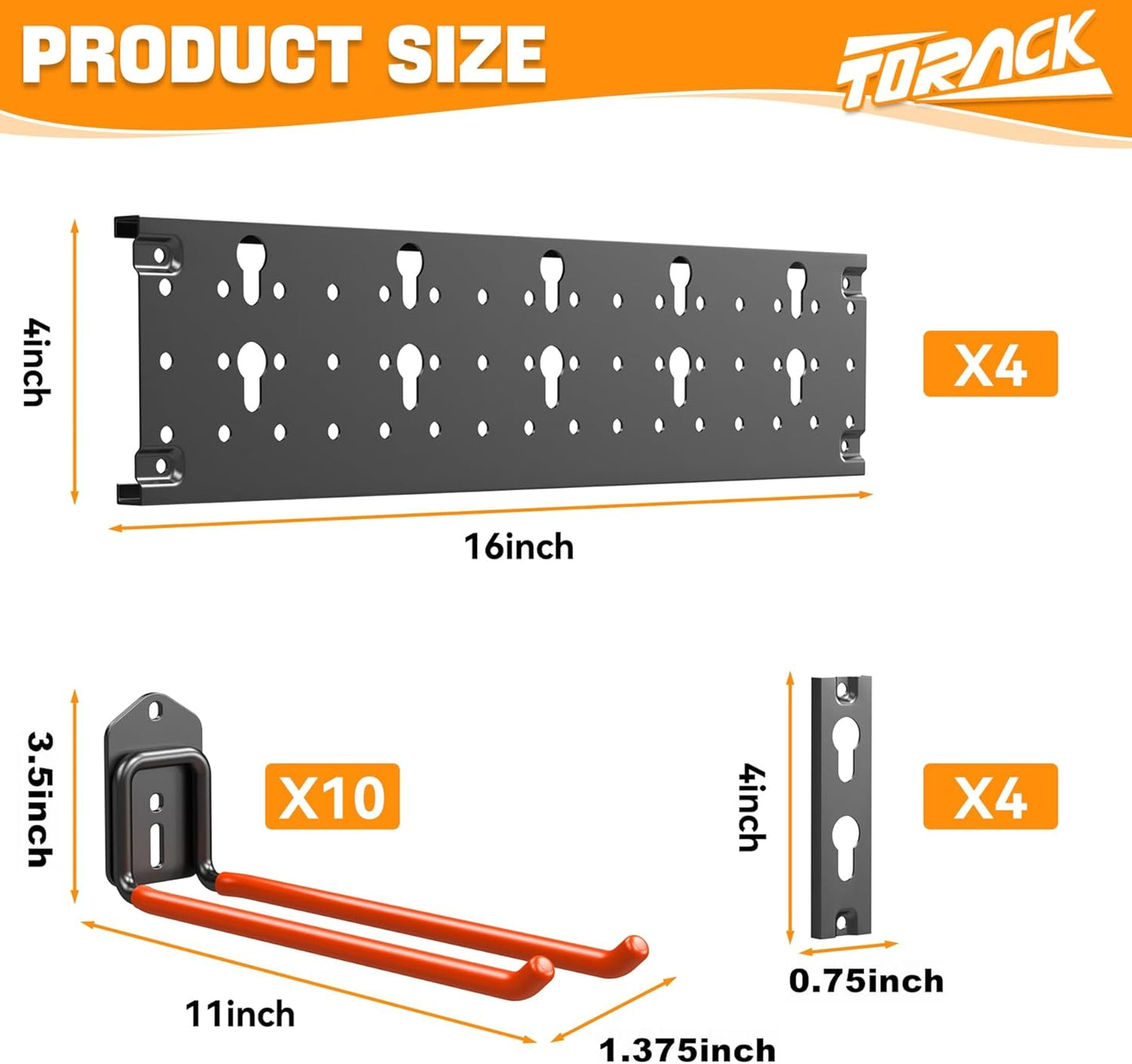 TORACK Garden Tool Organizer - Wall-Mounted Storage Rack for Shovels, Rakes, and Brooms | Space-Saving Design