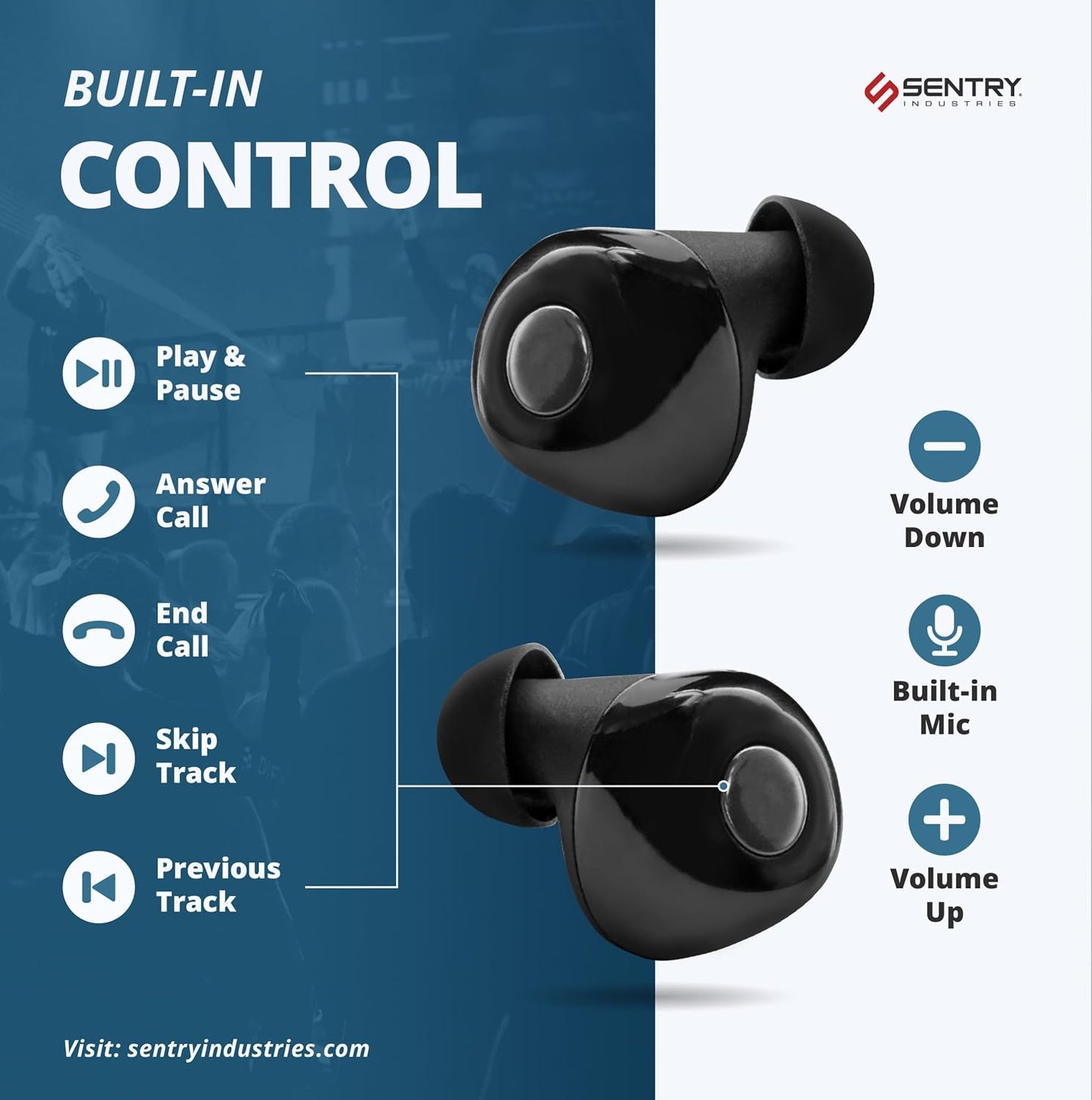 -20 18 SENTRY OSE Dot Bluetooth Wireless Earbuds, Active Noise Canceling, dB Sound Reduction, Charging Case, Up