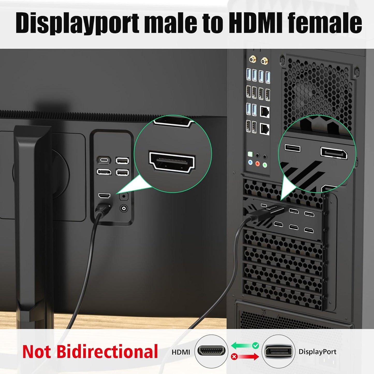 AGVEE 2 Pack 4K@30HZ 2K@60HZ 1080P@120HZ Display Port to HDMI Adapter, Alloy Shell DP Displayport PC to HDMI Display