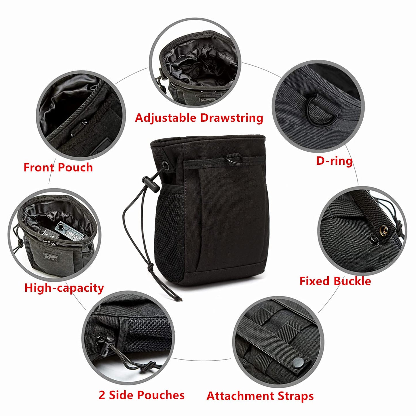 Rock Climbing Chalk Bag, goldhik Bouldering Chalk Bags with Quick-Clip Belt and 3 Pockets, Great Equipment for Rock Climbing, Gym Training, Gymnastics, Weightlifting