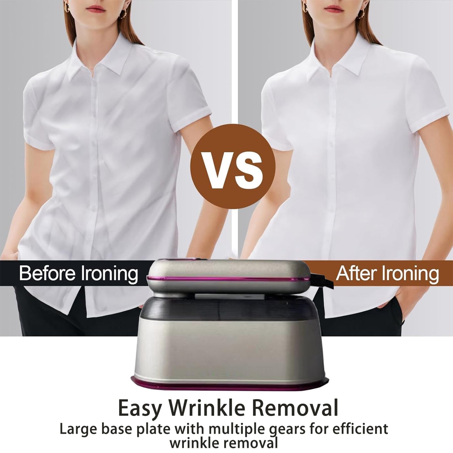 Travel Steamer Iron, 1200W Clothing Steamer with Digital Display Screen, 5+1 Intelligent Ironing Gear Multifunctional Hanging Iron Machine, 140ml, 30S Preheating, Suitable for Home, Trip&Dorm (Grey)