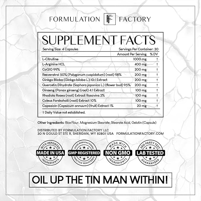 Heart of Steel 10 in 1 Metabolic Maximizer Nitric Oxide Supplement, Blood Pressure Support, L Arginine, L Citrulline, Natural Pre-Workout - Energy Management 360 Count (Pack of 3)