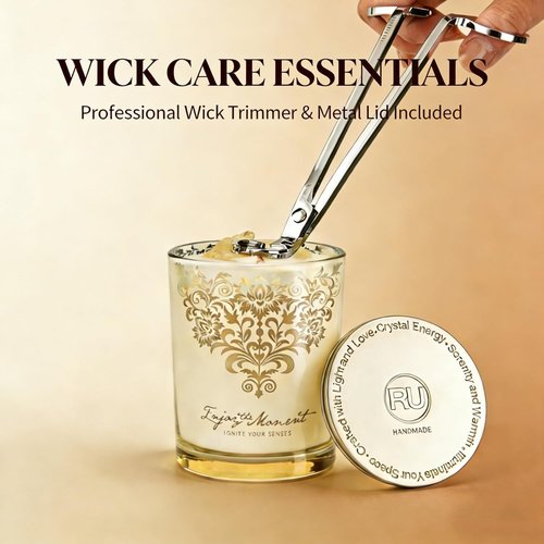 Luxury Soy Candle Gift Set - 3 Pack 7oz Crystal Glass Aromatherapy Candles | 120H Burn Time, Wick Trimmer & Snuffer Lid