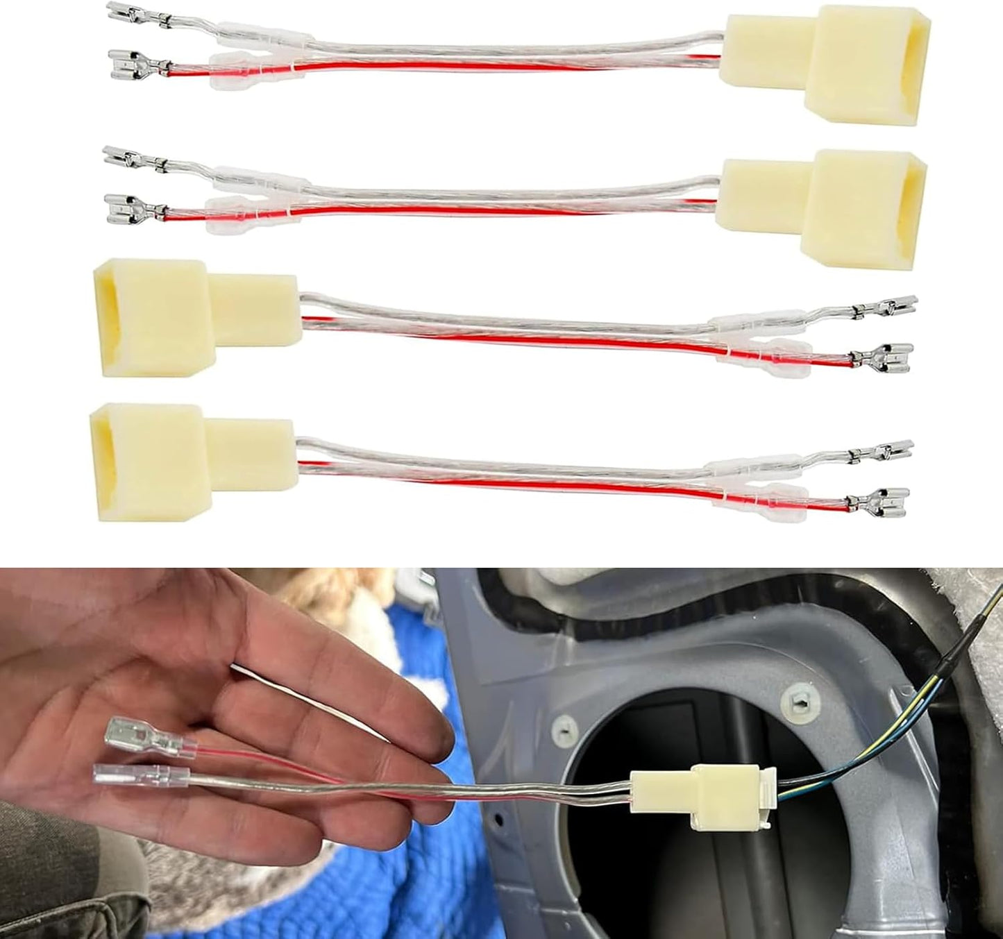 MLY 4 2-Pin PCS Car Door Speaker Wiring Harness Adapter, Plug and Play with Copper Terminals, Compatible