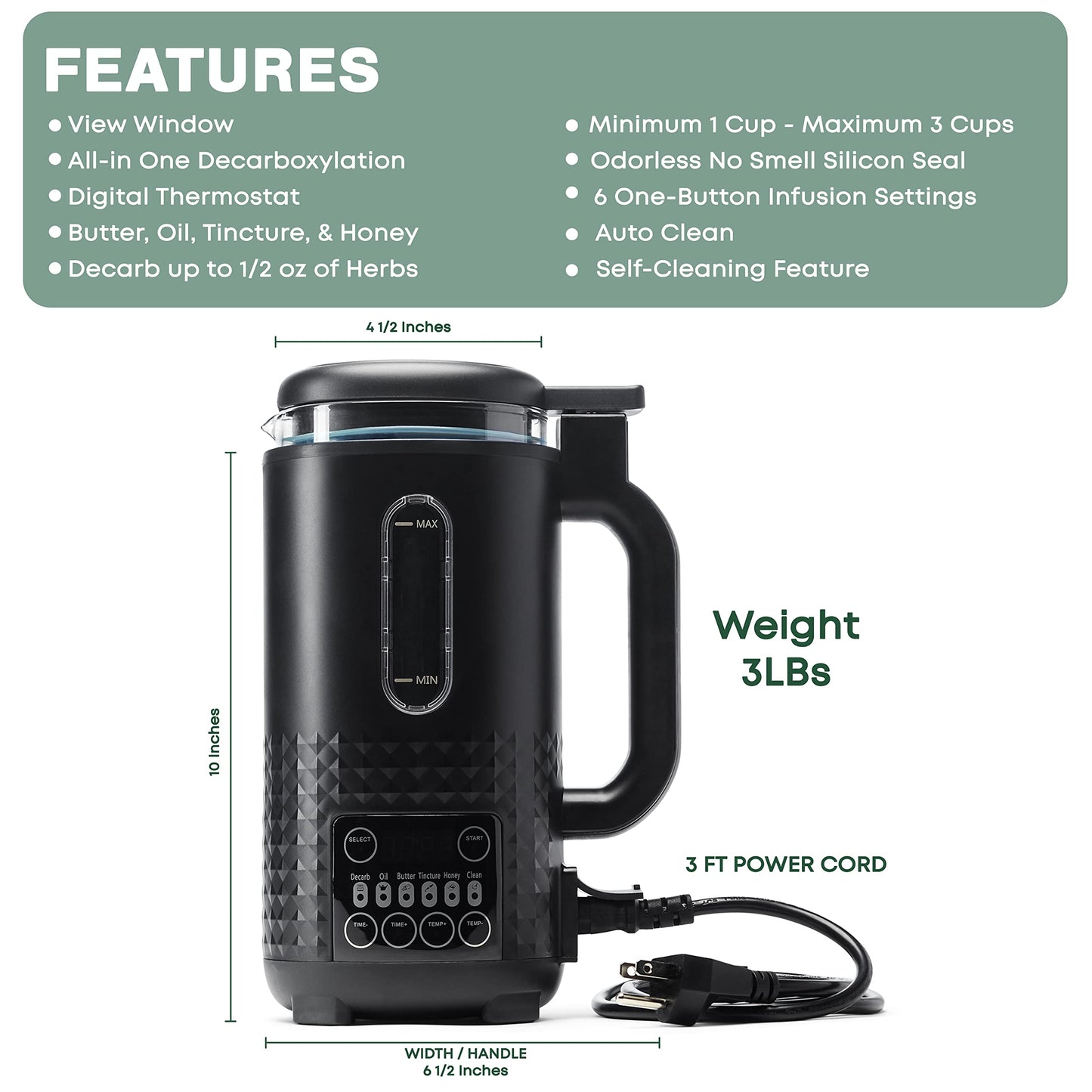 Hello High Ultra Infuser - Herbal Oil & Butter Infuser Machine, Decarboxylator, All-in-One Herb Infused Butter Maker, Easily Infuse 1-3 Cups, with Butter Mold Included