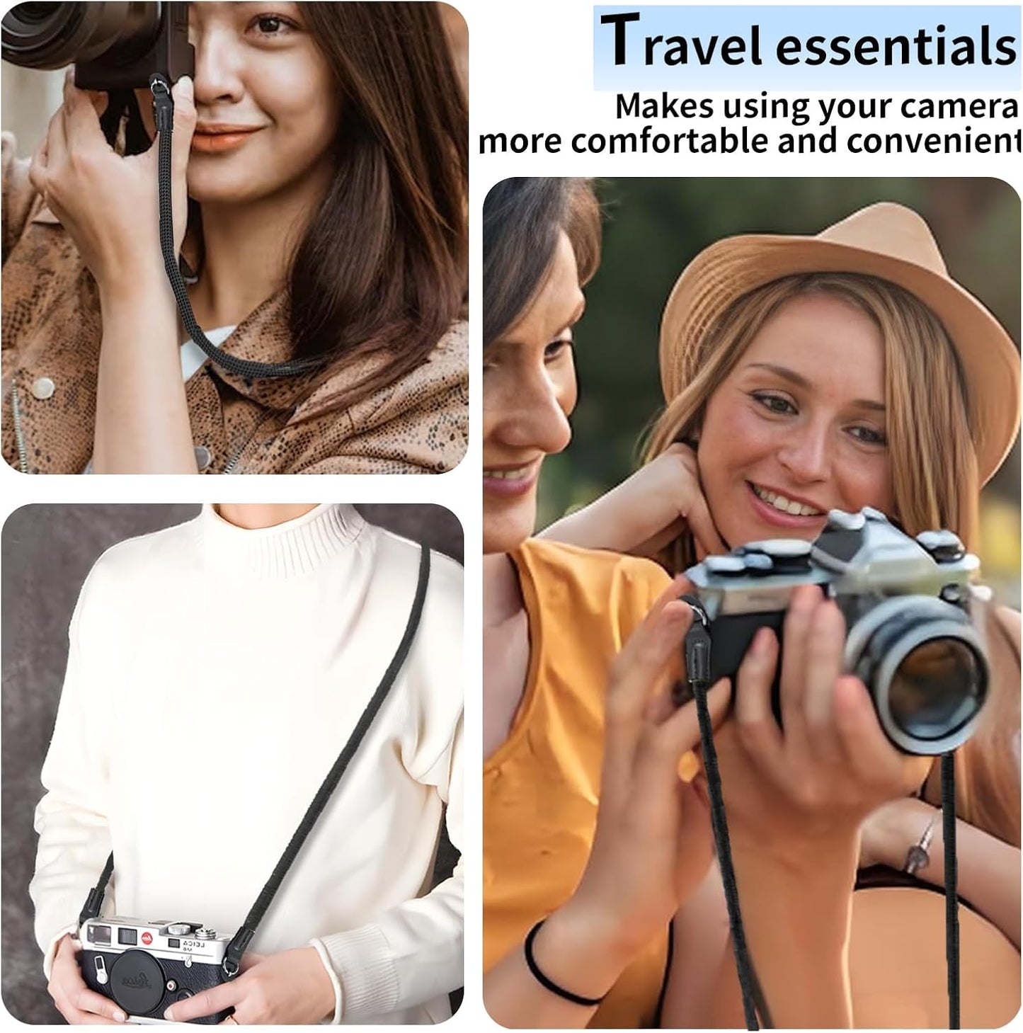 KONXISA Material,100cm Universal Camera Strap, Camera Neck Shoulder Strap with Nylon Vintage Climbing Rope for DSLR