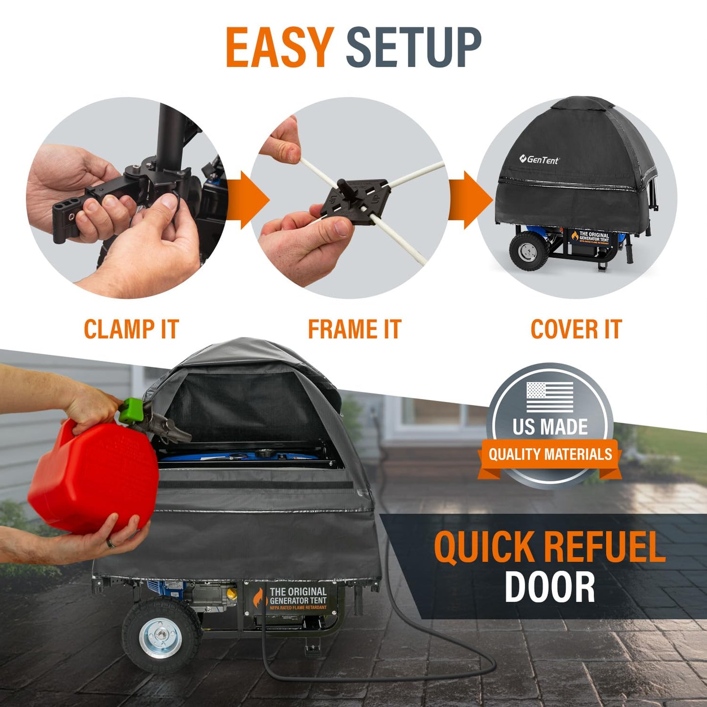 GenTent Open Frame Running Cover – Universal Kit Generator Tent (Black, Original - Standard)