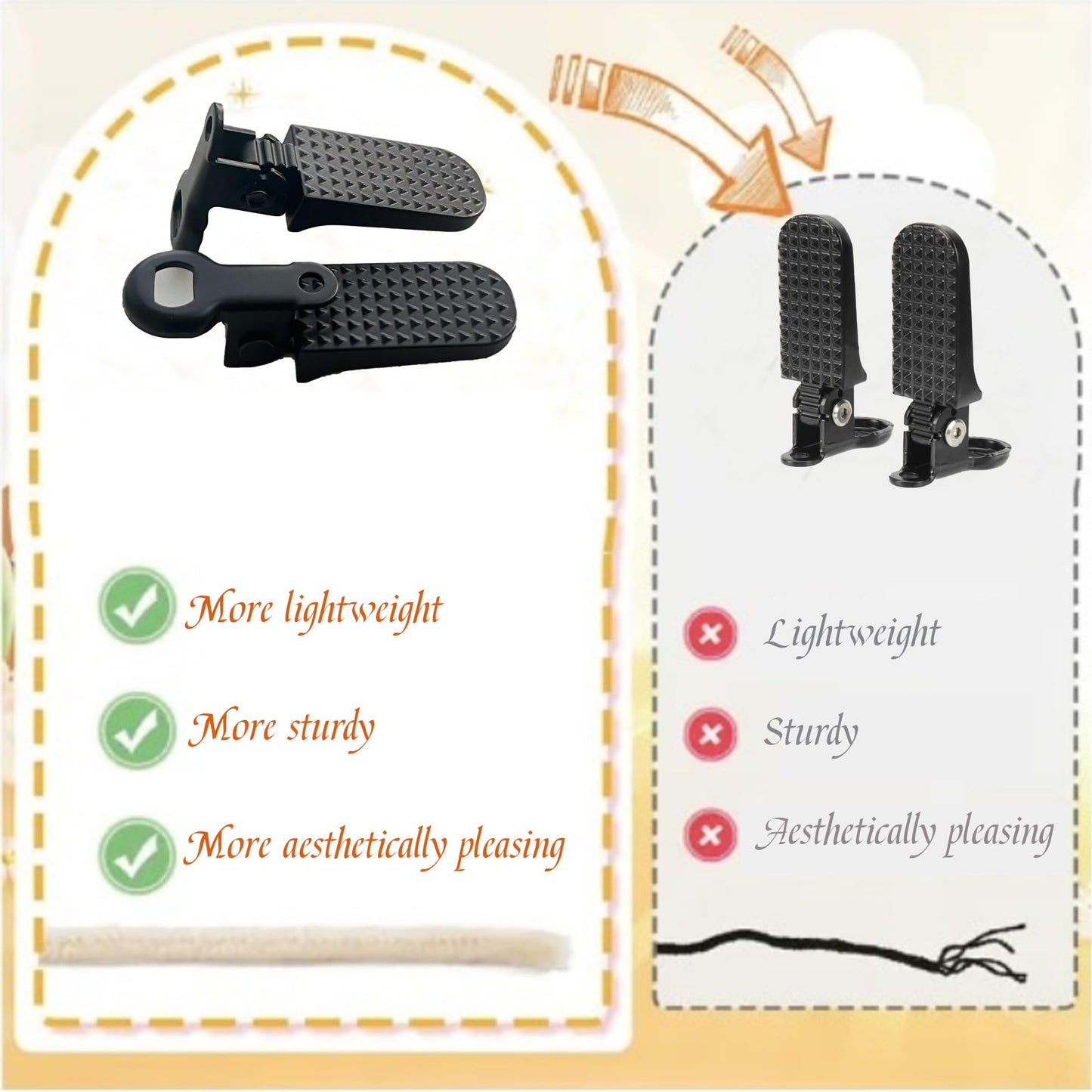 Tailcle Folding Bike Foot Pegs, 1 Pair Foldable Bicycle Rear Pedals Durable Aluminum Alloy Non-Slip Passenger Foot Pegs for Mountain City E-Bikes Folding Bikes (Black)