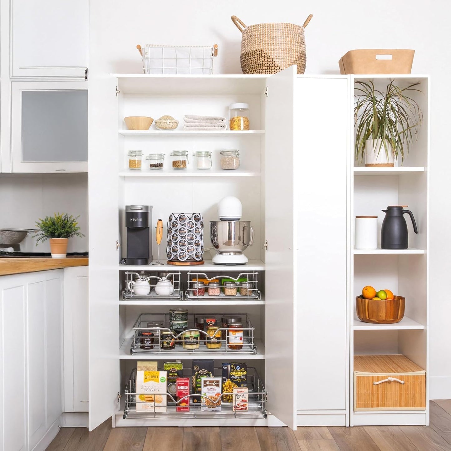 HOLDN’ STORAGE Pull Out Cabinet Organizer, Slide Out Drawer for Kitchen Cabinets & Pantry, Roll Out Shelf for Pots, Pans & Under Sink Storage, Heavy-Duty Full-Extension, 14"W x 21"D x 5"H