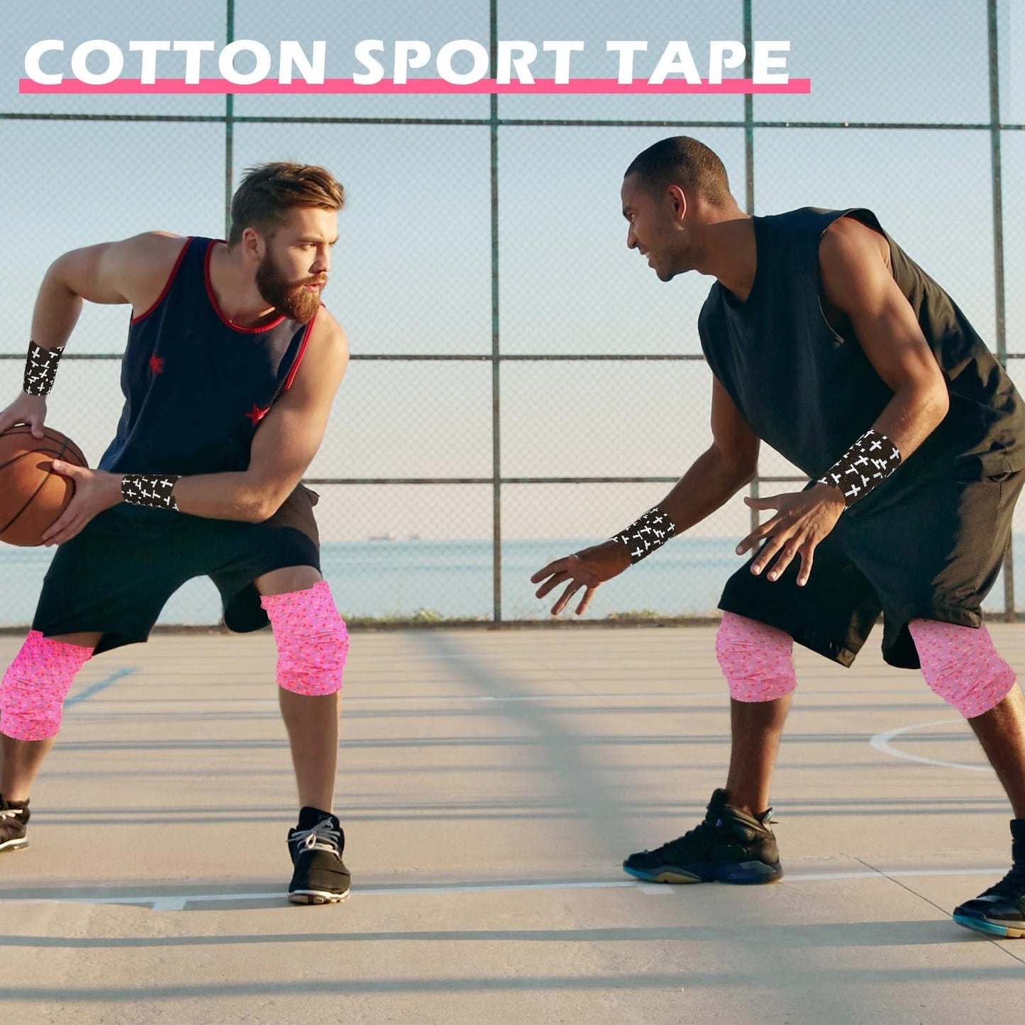 TrelaCo 1 Pcs Wrist Tape Baseball Cross Christian Athletic Tape 2in x 23ft Sports Wrap Cotton for Football Hockey Soccer Baseball Fingers Ankles Wrist Injury Wrap(Colorful Dots,Pink)
