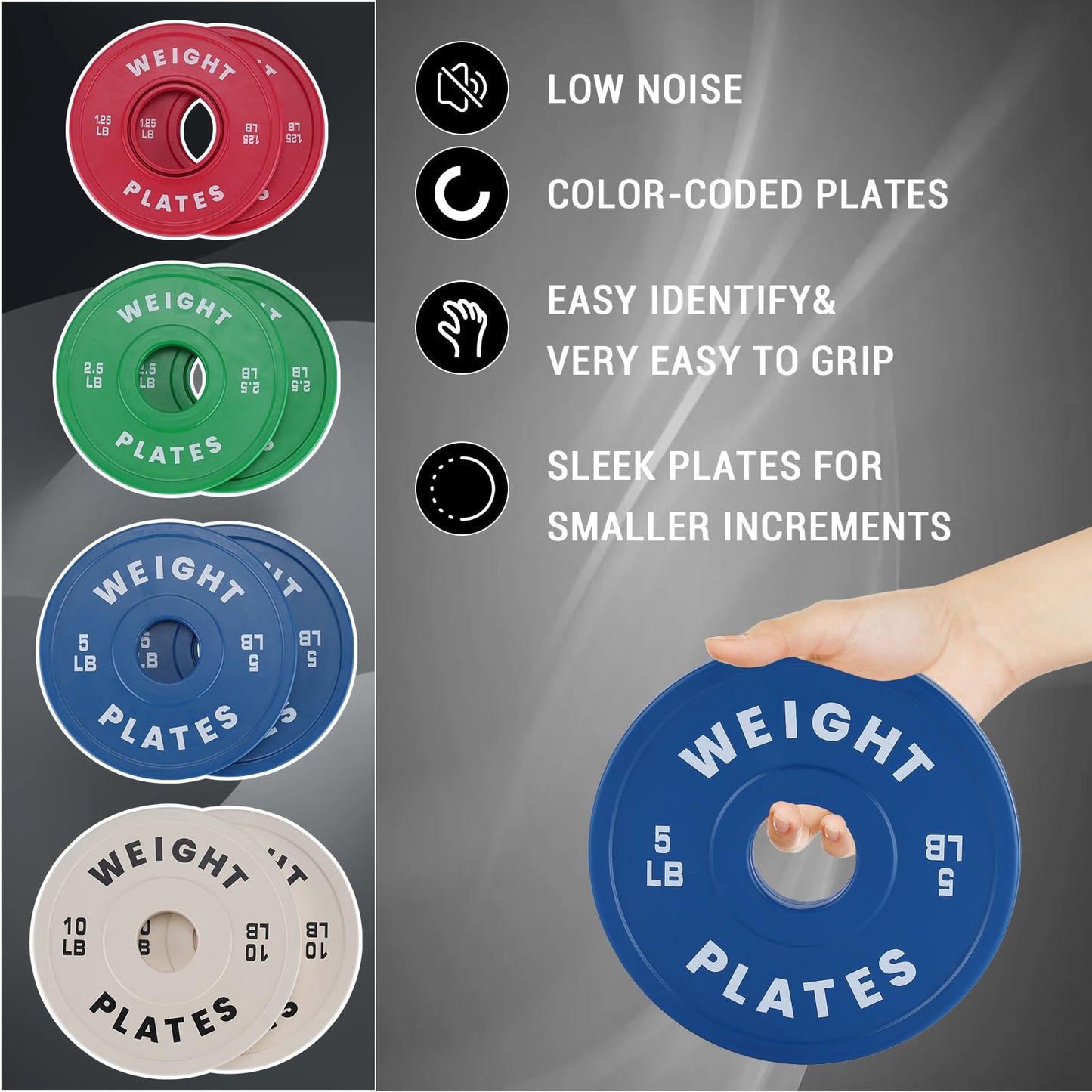 GarveeTech Fractional Bumper Plates 2-Inch - Rubber Coated Weight Plates Set (1.25LB-37.5LB) | Small Change Plates for Olymp Barbell | Home Gym Strength Training & Weightlifting Accessories