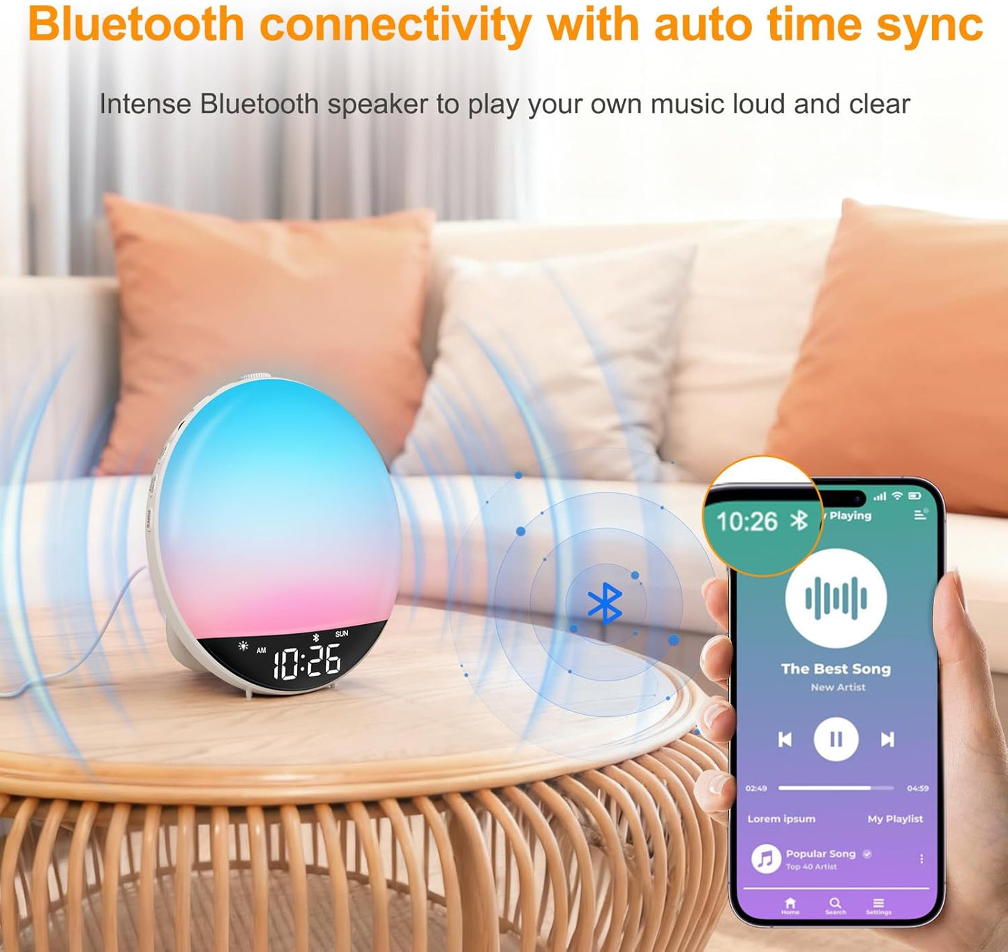 Dimmable DreamSky Sunrise Alarm Clock Radio for Bedroom - Wake up Light Alarm Clock for Kids Heavy Sleepers Adults