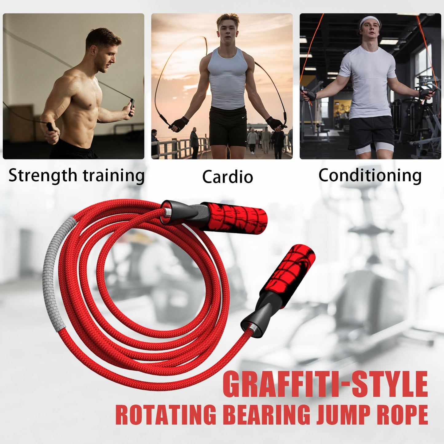 Jump Rope with Adjustable Length Cotton Rope Double Bearing Skipping Rope for Women Men Kids Jumprope Suitable Home, Gym, School Workout Equipment for Fitness & Weight Loss