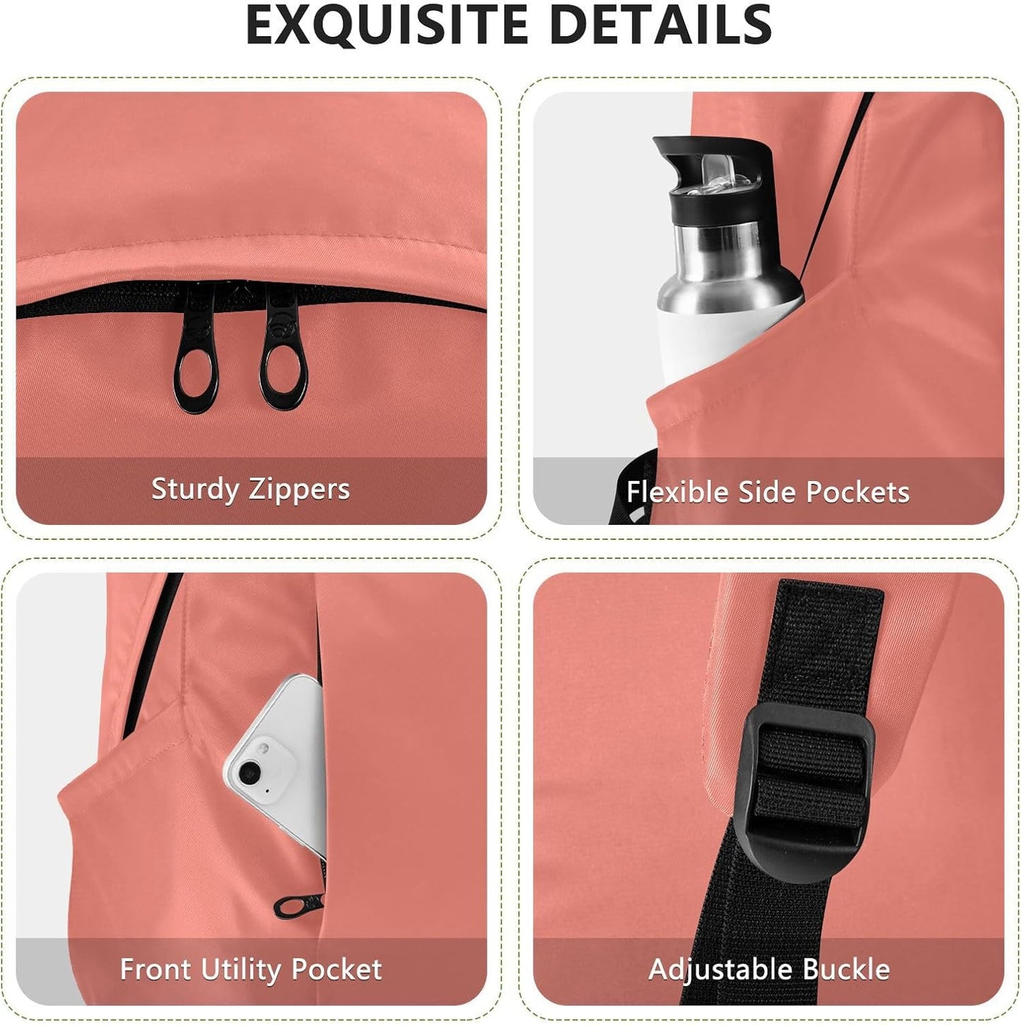 Backpack 25L Daypack Backpack 15.6 inch Salmon Laptop for Women Men Casual Hiking Bag Travel for Laptop Salmon