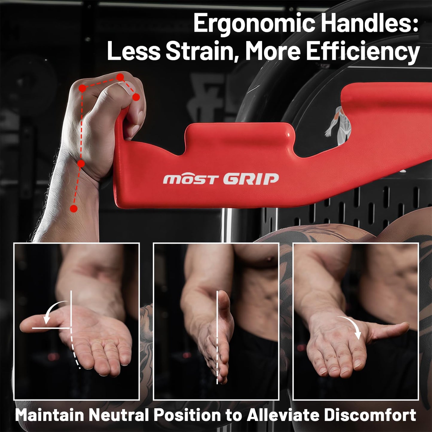 MOST GRIP LAT Pull Down Bar with 6 Ergonomic Handles, Neutral Grip LAT Pulldown Attachments for Whole Back Training, Wide Grip LAT Pulldown Bars for Home Gym Cable