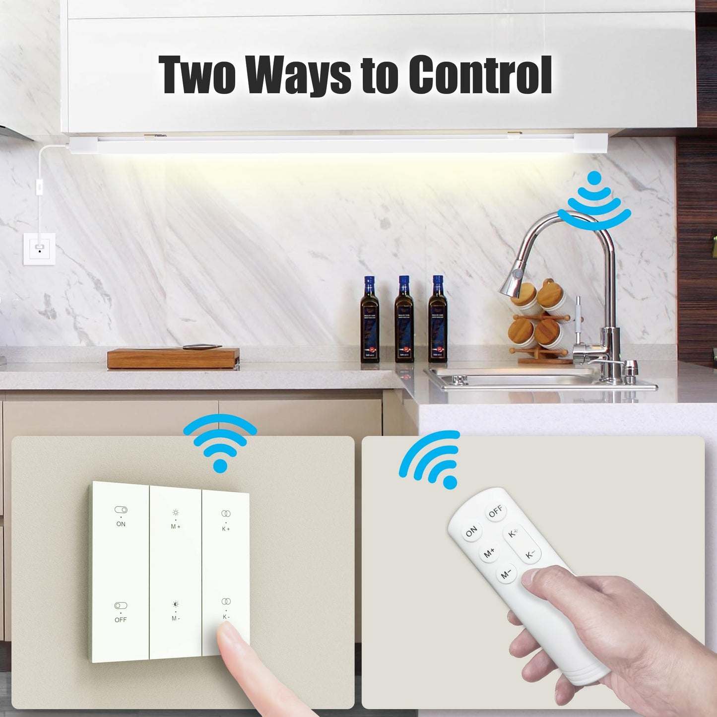 WNSNOU Under Cabinet Lights with Plug. 3000K-6500K Dimming and Color. with Wireless Control Panel and Remote Control.15W 1500LM for Garage, Kitchen, Bathroom, Closet, Office (16 inch)