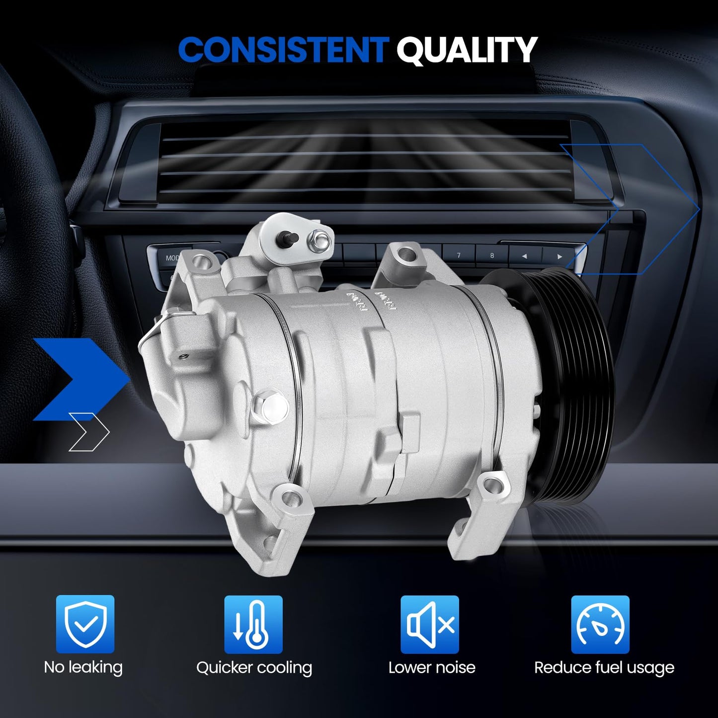 SYKRSS 198303 Air Conditioning A/C Compressor with Clutch Compatible with Honda Accord 2013-2017 2.4L L4 GAS