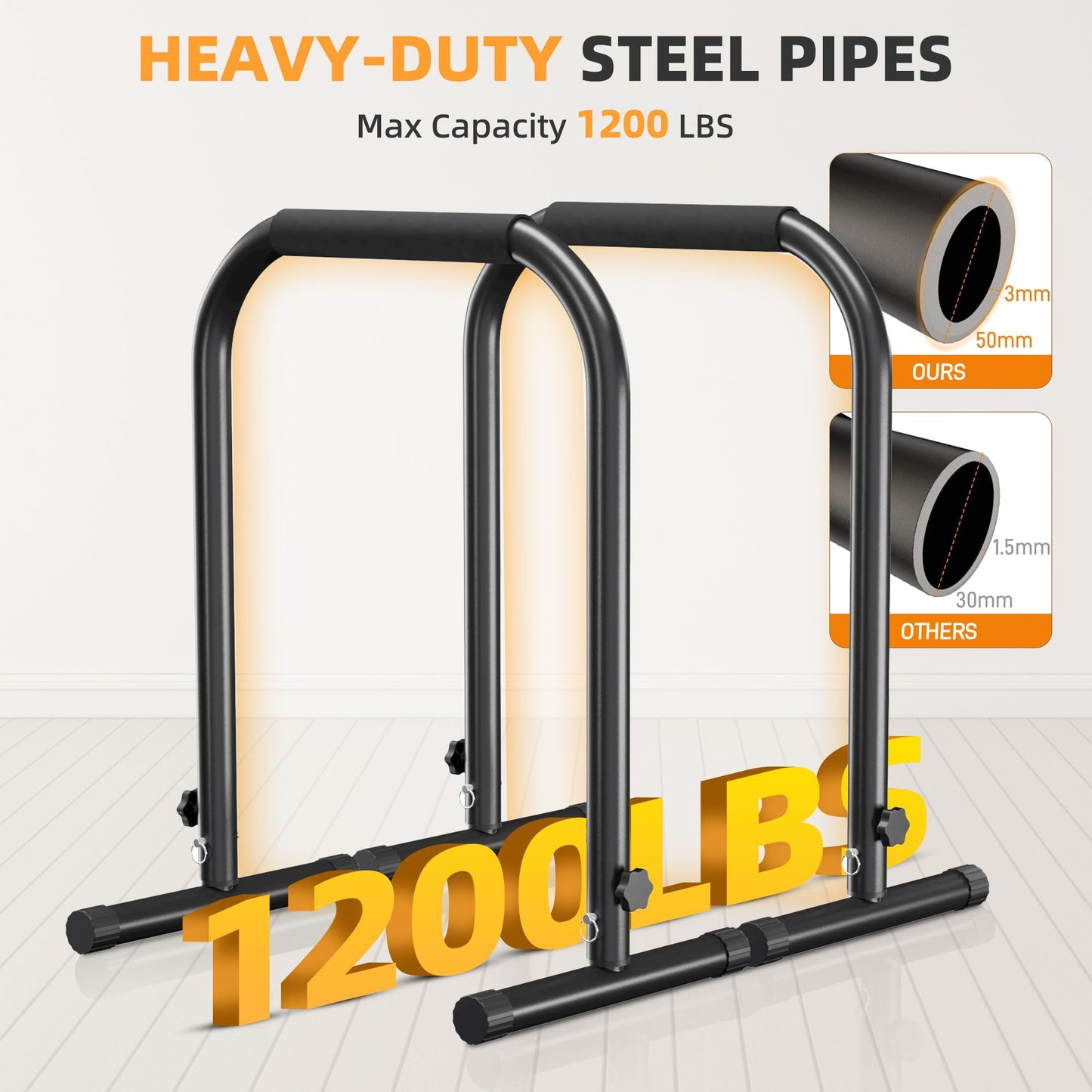 Outdoor Basic Adjustable Dip Bar Station - Heavy Duty Parallel Bars, Extra Tall & Thickened Steel Design for Home Gym, Calisthenics & Strength Training