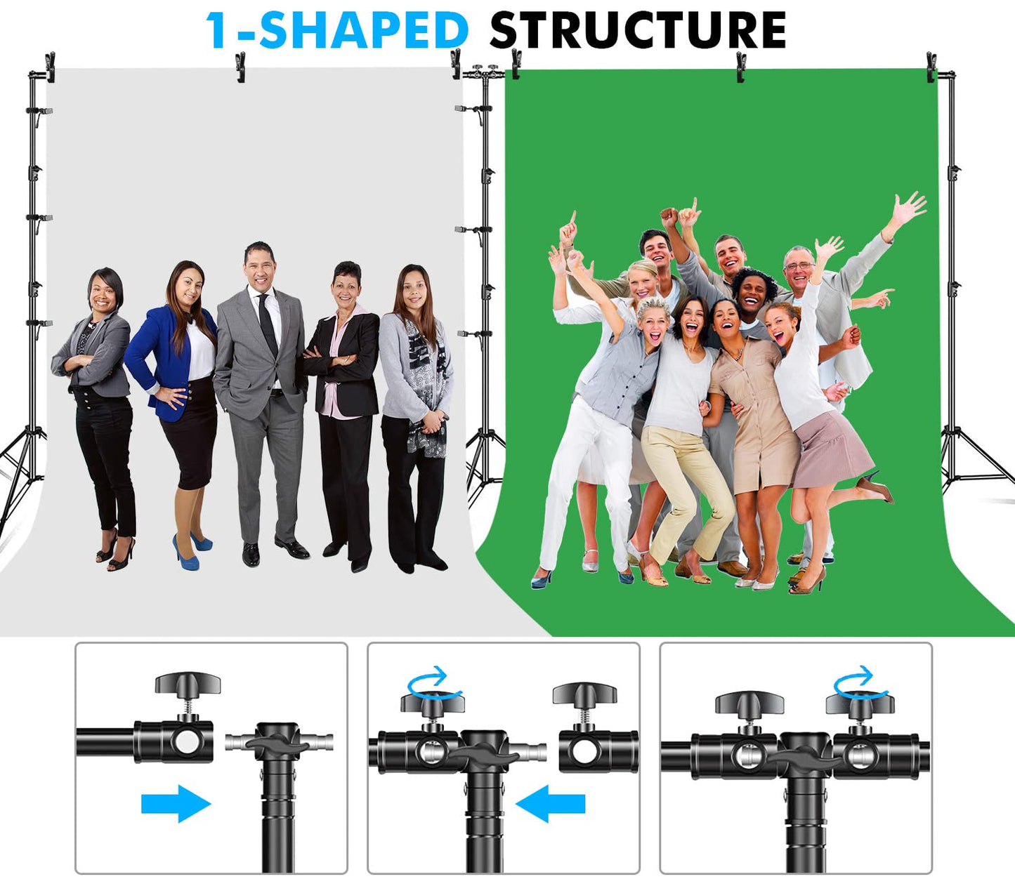 SLOW DOLPHIN Photo Video Studio 20ft (Wide) x 10ft (Tall) Heavy Duty Adjustable Width & Length Photography Backdrop Stand Background Support System Kit with Spring Clamps, Backdrop Clips, Carry Bag