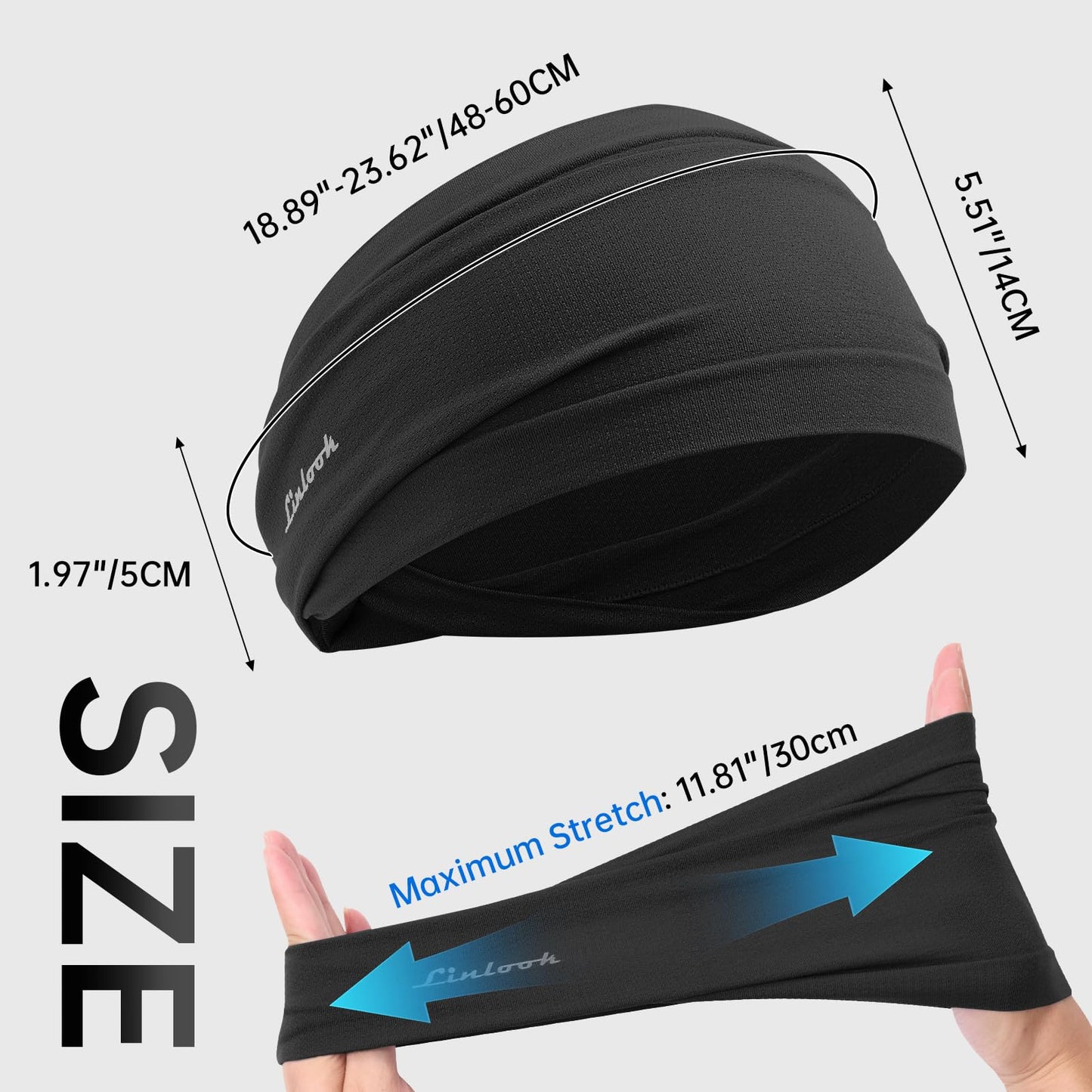 Sports Headbands for Men and Women - Moisture Wicking Hair-Band for Sports Fitness Workout Running Hiking Jogging Crossfit Cycling Yoga Basketball Soccer Tennis