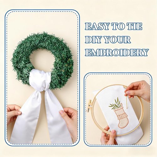 Dream Loom Wreath Sash - 12pcs White Garland Ribbon Accessories for Christmas & Wedding Decor