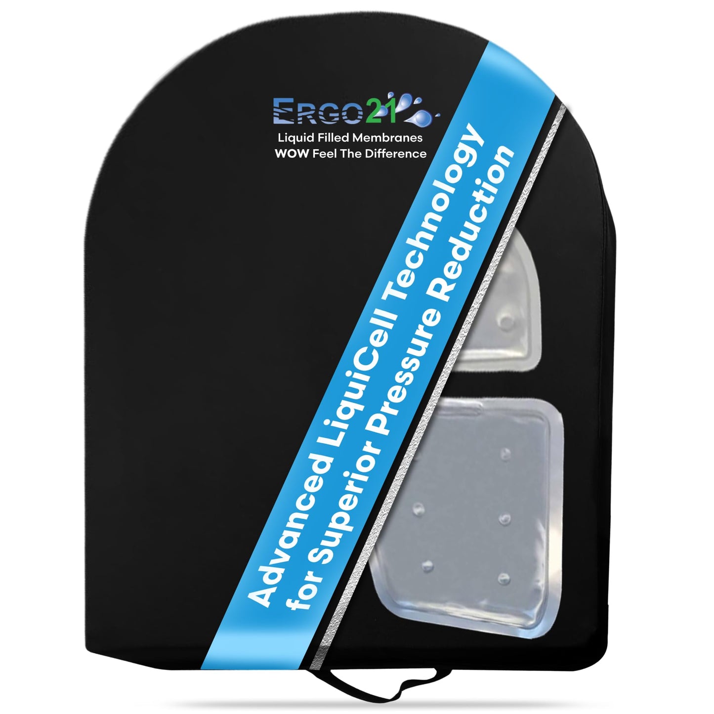 ERGO21 Lumbar Support Pillow for Office Chair, Car, Driving Seat, Auto, Lower Back Pain | Great Back Support with Liquid Filled Membranes | Small Size, (18" W x 18”x 1.5”)