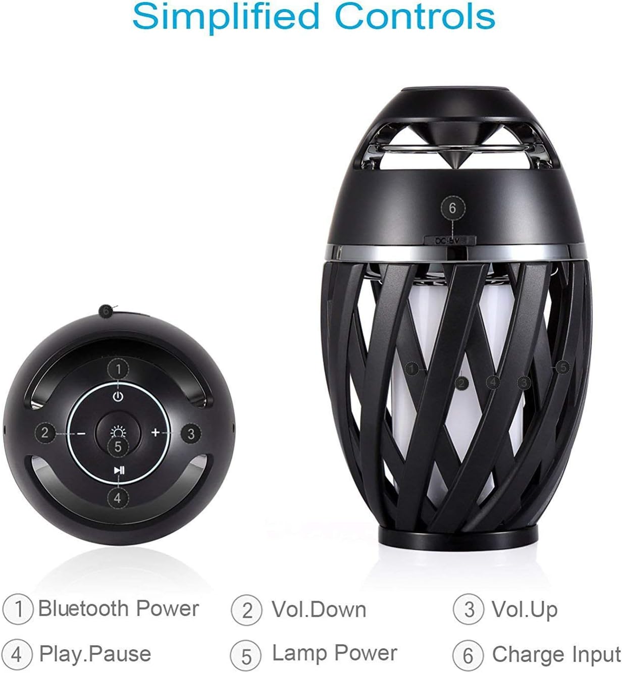DiKaou BT4.2 Led Flame Table lamp, Torch Atmosphere Bluetooth Speakers&Outdoor Portable Stereo Speaker with HD Audio