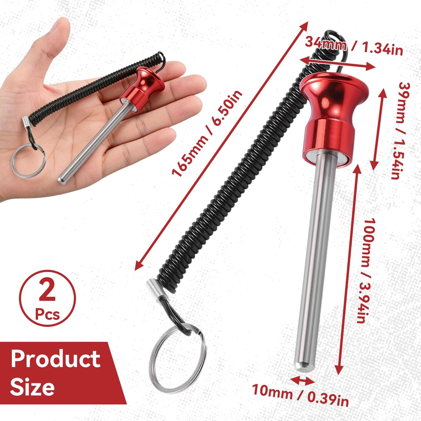Frdhee 2Pcs Weight Stack Pin, Universal Magnetic Weight Pin with Pull Rope, 0.4 Inch Aluminum Alloy Gym Pin Weight Machine Pin for Home Gym Exercise Machine Accessories