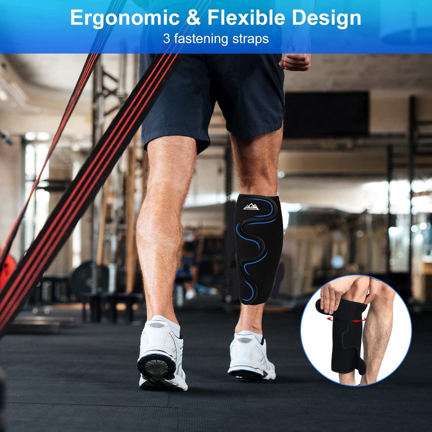 supregear Calf Support Brace, Adjustable Shin Splint Compression Calf Wrap Sleeve for Muscle Swelling Pain Relief Hiking Training Comfortable Breathable Calf Support for Men and Women, Black
