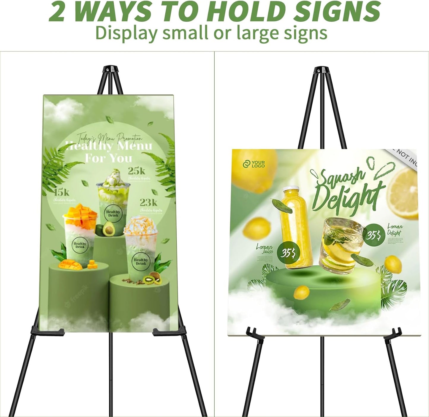 PUJIANG 63" Easel Stand - 3 Pack Metal Art Display for Pictures & Signs | Includes Carrying Bag