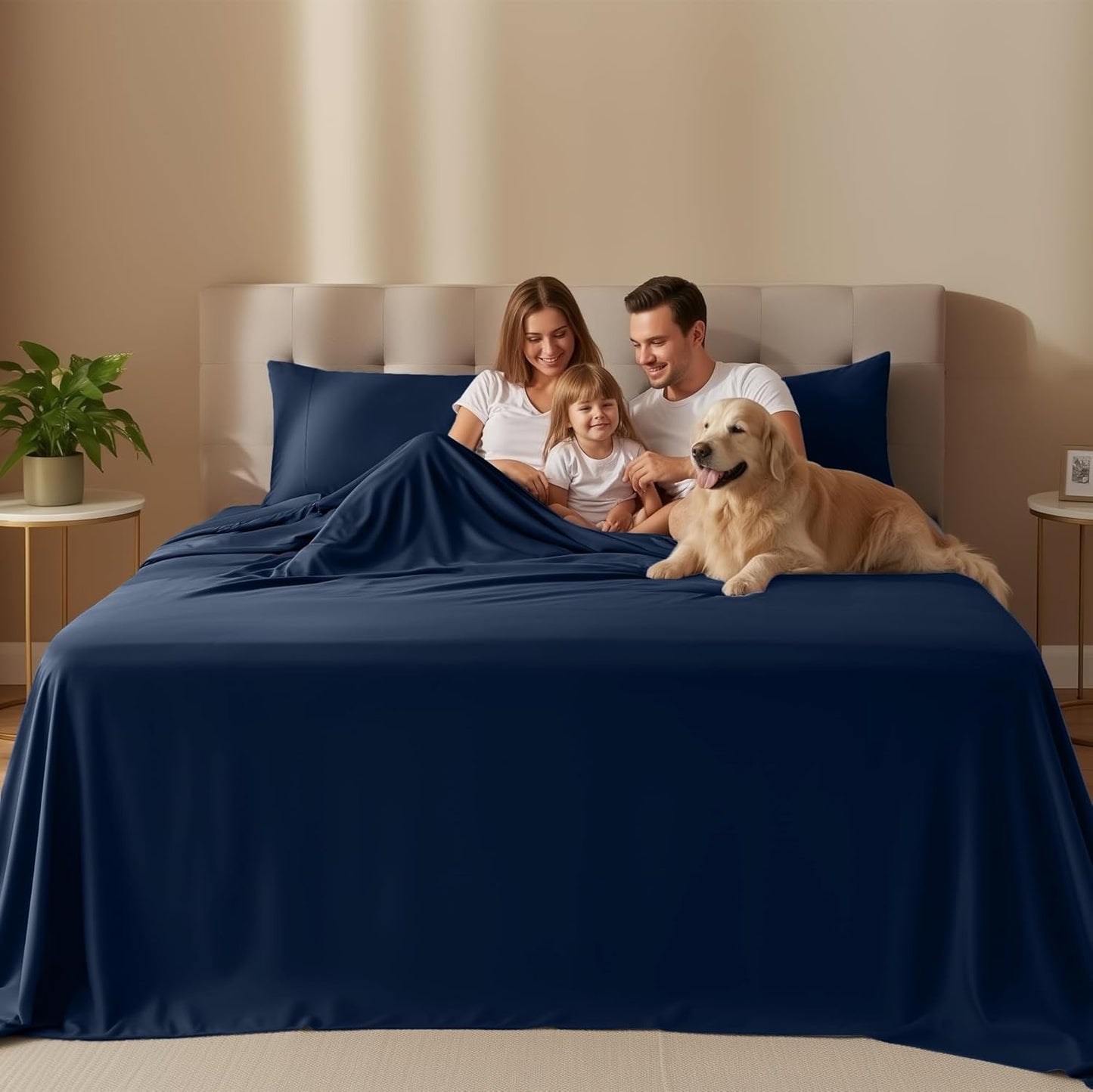 Utopia Bedding King Size Sheet Set - Soft, Breathable Microfiber | 4-Piece in Navy Blue, Oeko-Tex Certified
