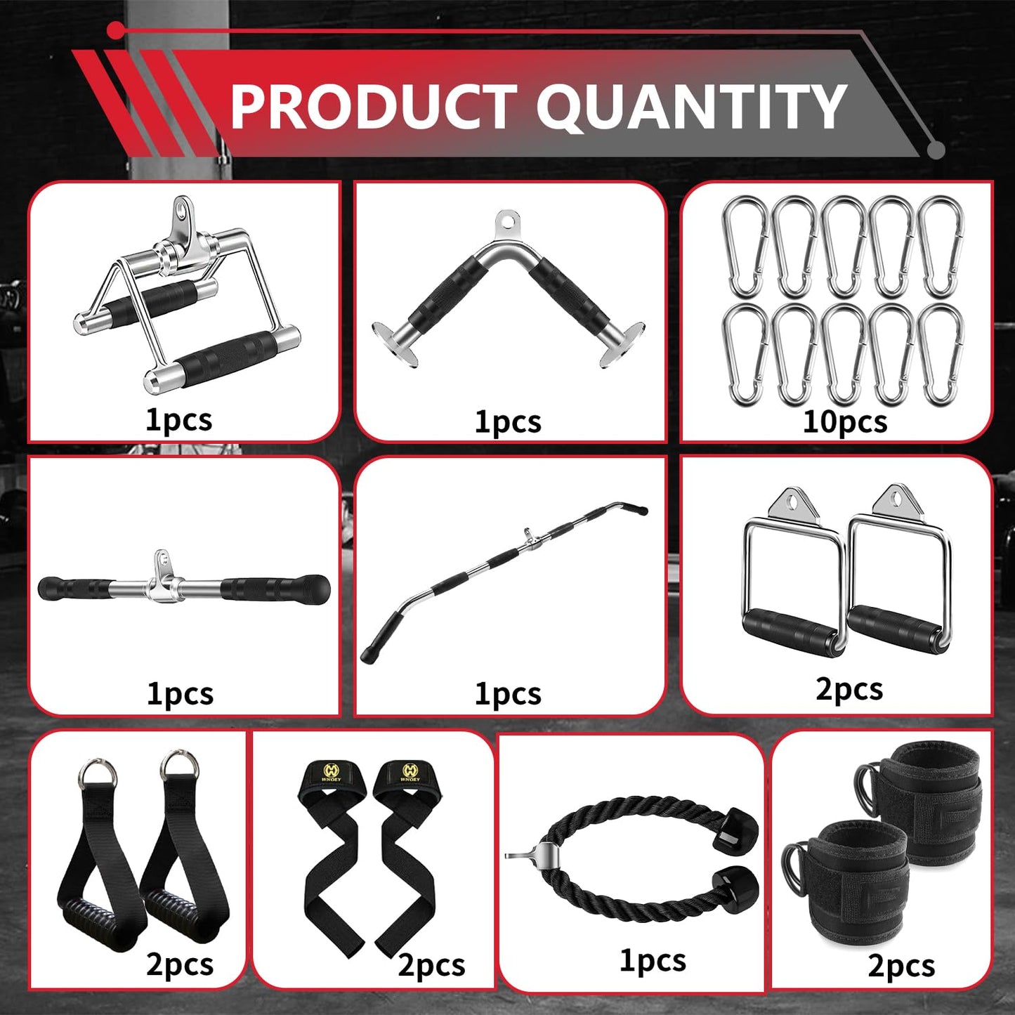 LAT Bar Cable Attachment with Rubber Handgrips, Deluxe Heavy Duty Solid Curl Bar Revolving Hanger Home Gym Cable Attachments (White Set +48 in Lat Bar)