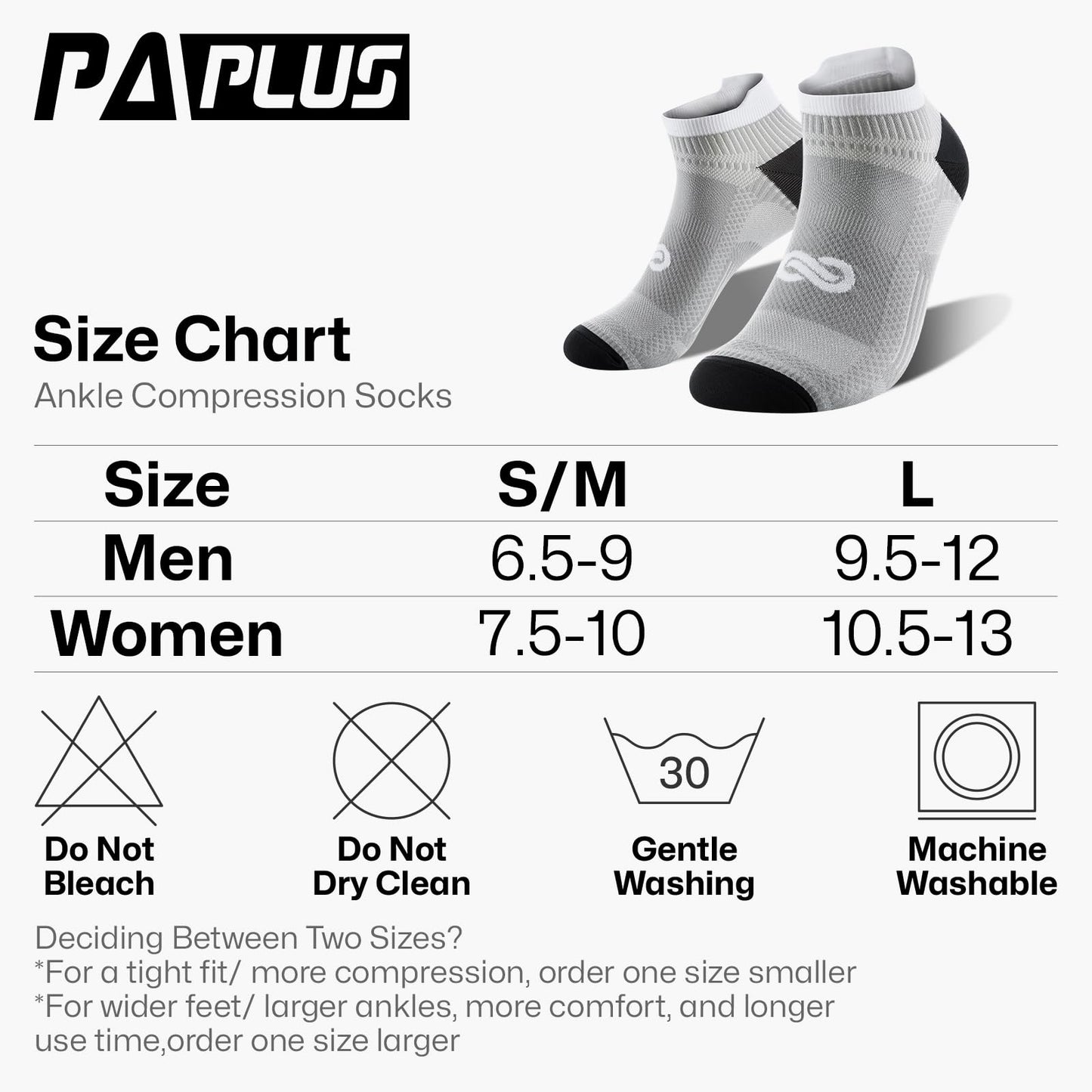 PAPLUS Compression Socks for Men & Women, Low Cut Ankle Running Socks with Arch Support, Plantar Fasciitis Relief for Walking, Cycling, Golf, Travel, Nurses