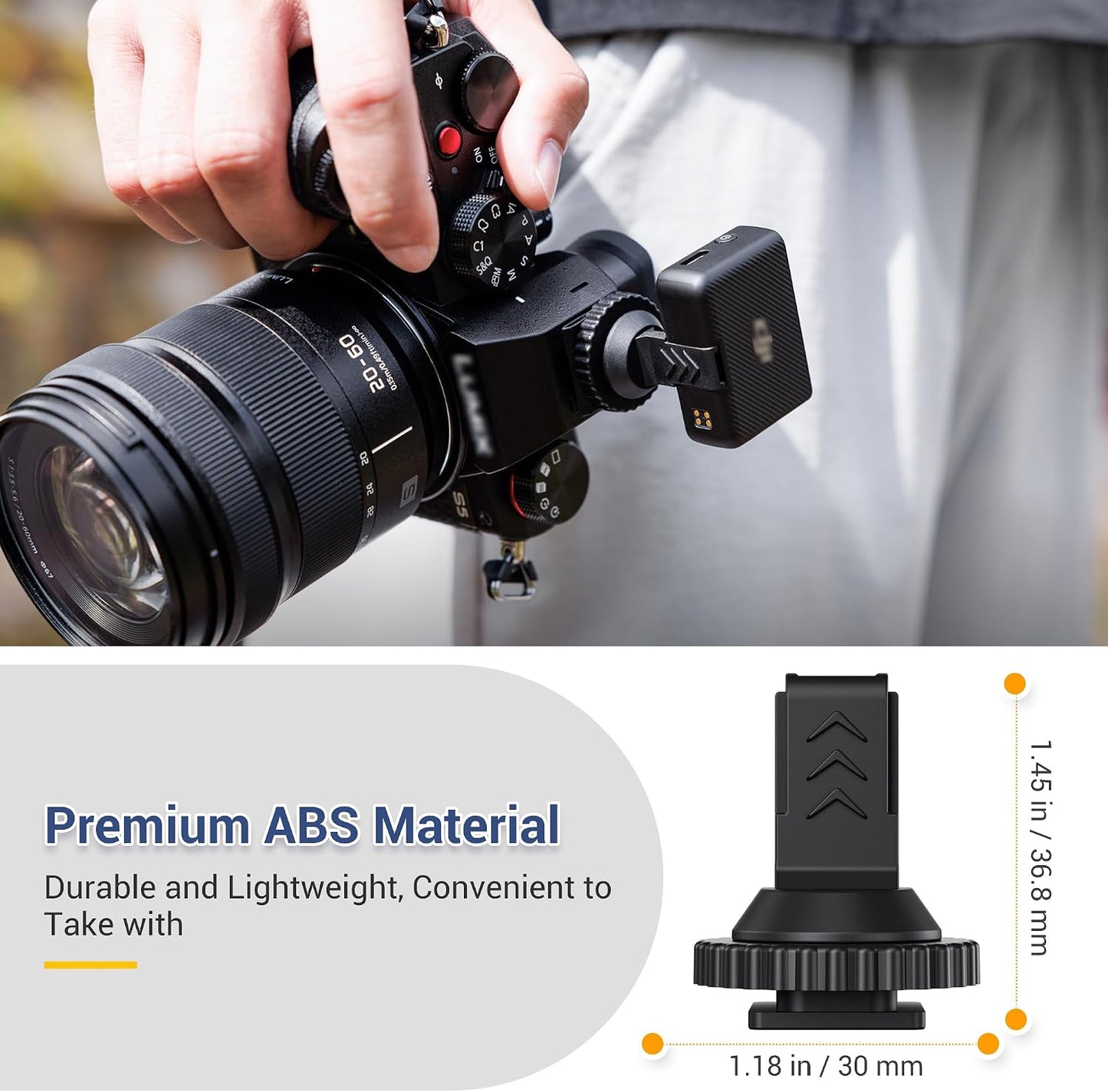 1 1/4"-20, Mic1 JJC Cold Shoe Mount Adapter for DJI Mic with Durable ABS Cold Shoe Adapter for DJI Only, Hot Shoe