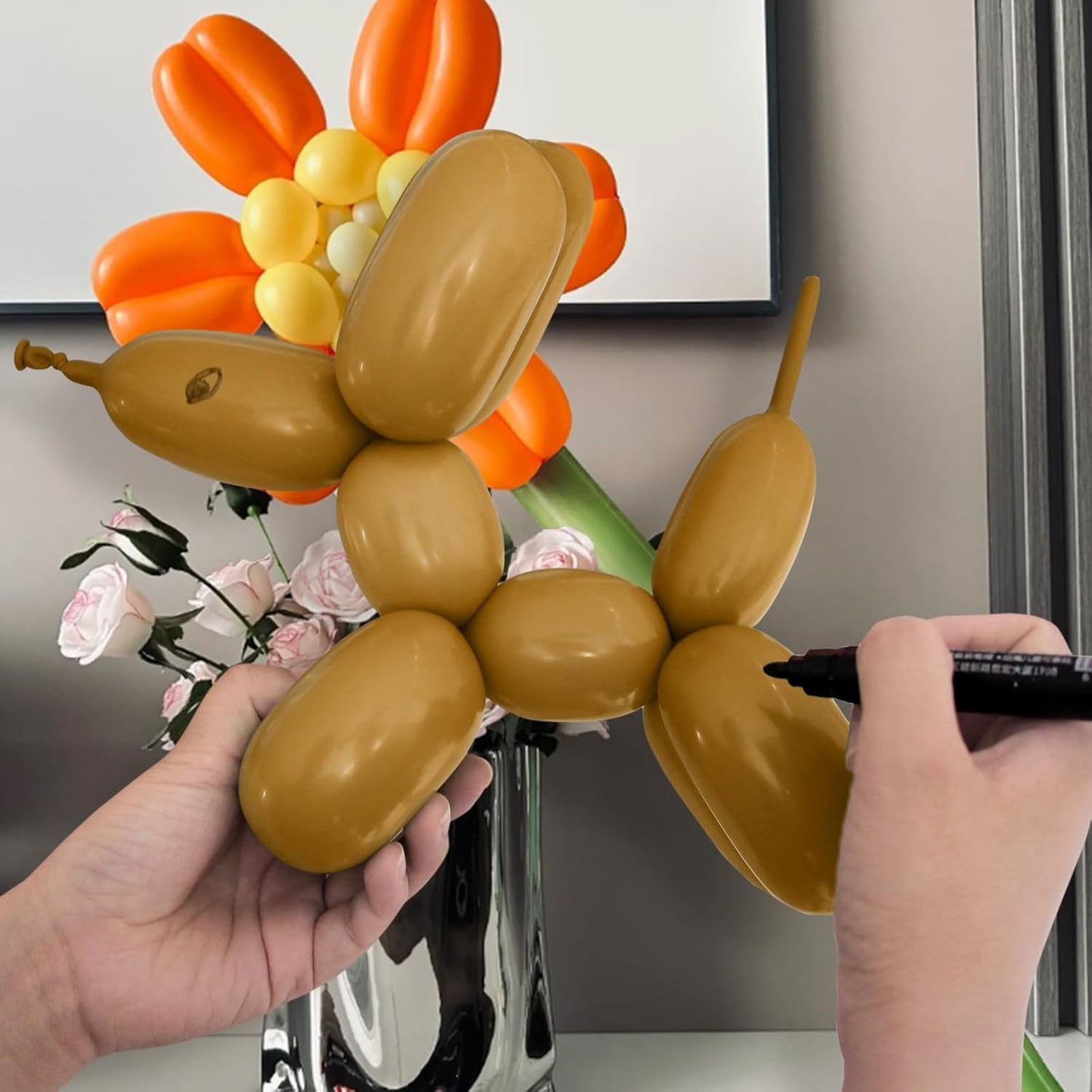 Skiennix 100Pcs Long Latex Balloons - Thick Twisting Balloons for Animal Modeling | Brown Color