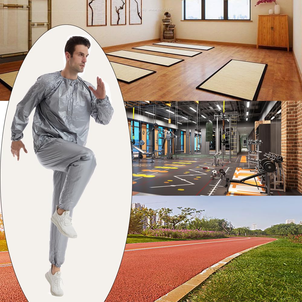 DawnBreak Sauna Sweat Suit for Women/Men Exercise Weight Loss Gym Fitness Workout Silver - L