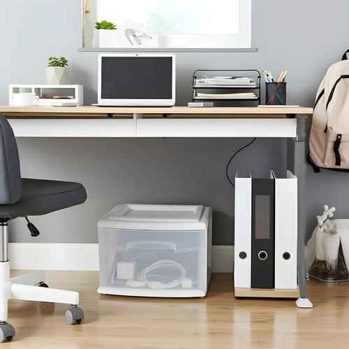 HOMZ 1-Drawer Storage Cart - Clear Plastic Container, 14.25" Wide, White Frame | Ideal for Home & Office Organization