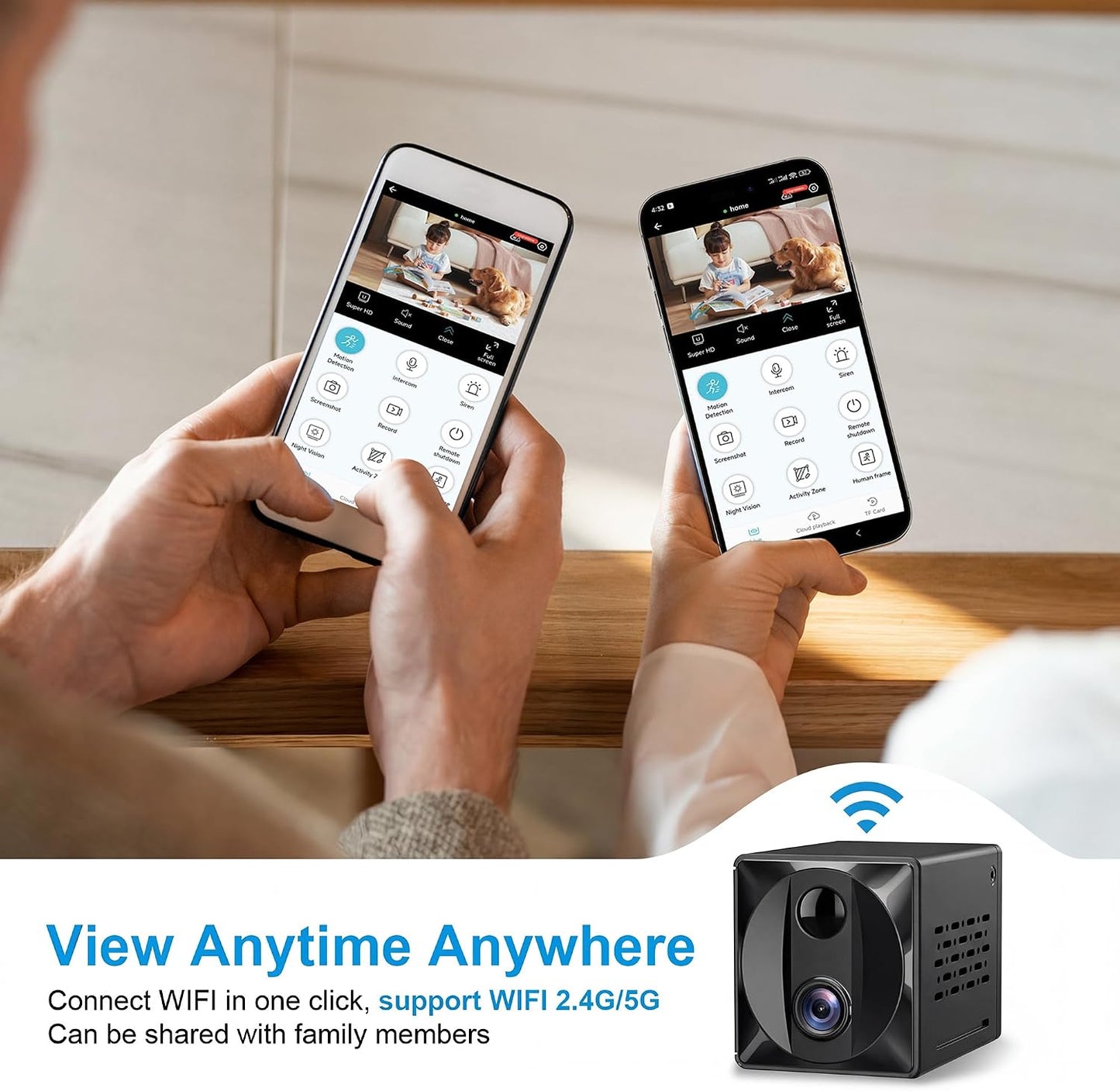 ZTTAOLII 5G 4K WiFi Hidden Spy Camera HD Mini Camera Indoor Security Cam,SD Card Storage & App Control, Night Vision