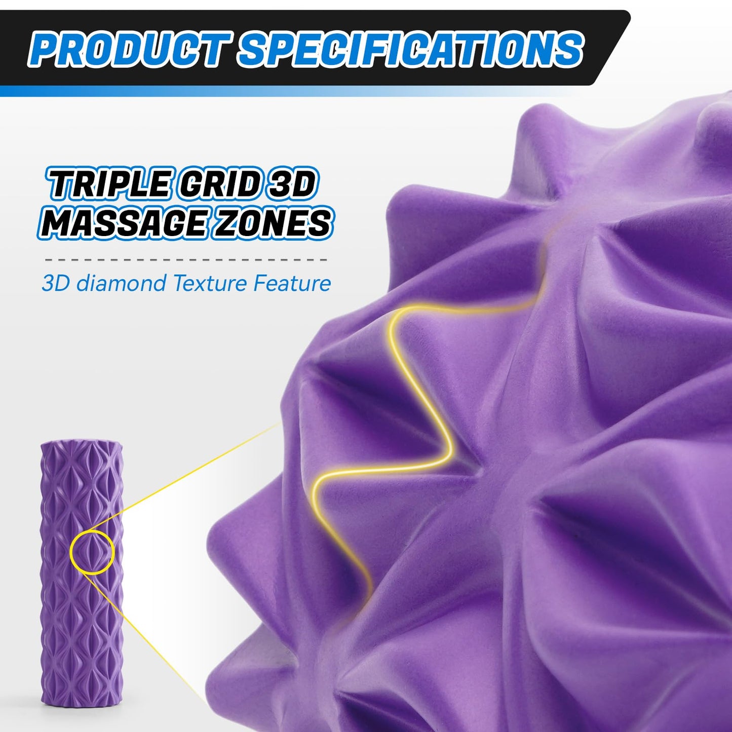 JOYVANTAGE Foam Roller High Density Deep Tissue Massager for Muscle Massage Myofascial Trigger Point Release Improves Mobility Massage of The Back and Leg Muscles - 15" (Purple)