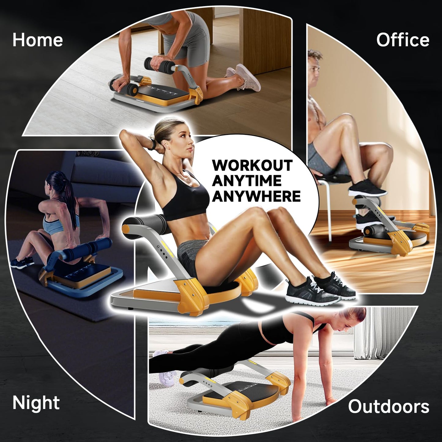 Ab Trainer/Crunch Machine, Ab Workout Equipment, 4 Adjustable Resistance, Sit Up Machine for Stomach Workout, 350 LBS Weight Capacity, Automatic Rebound,Fitness Equipment for Home