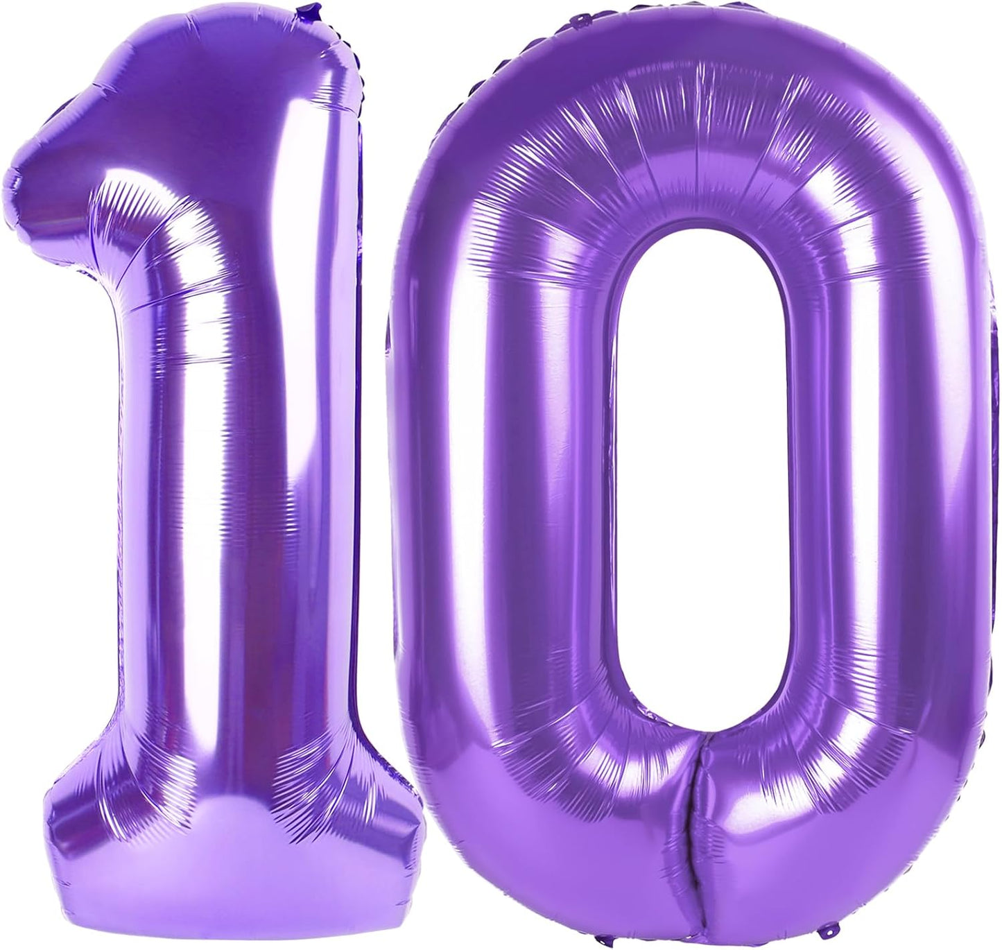 Numbers Balloons | 40 Inch Big Foil Balloons for 10th Birthday - Purple Decor for Men & Women