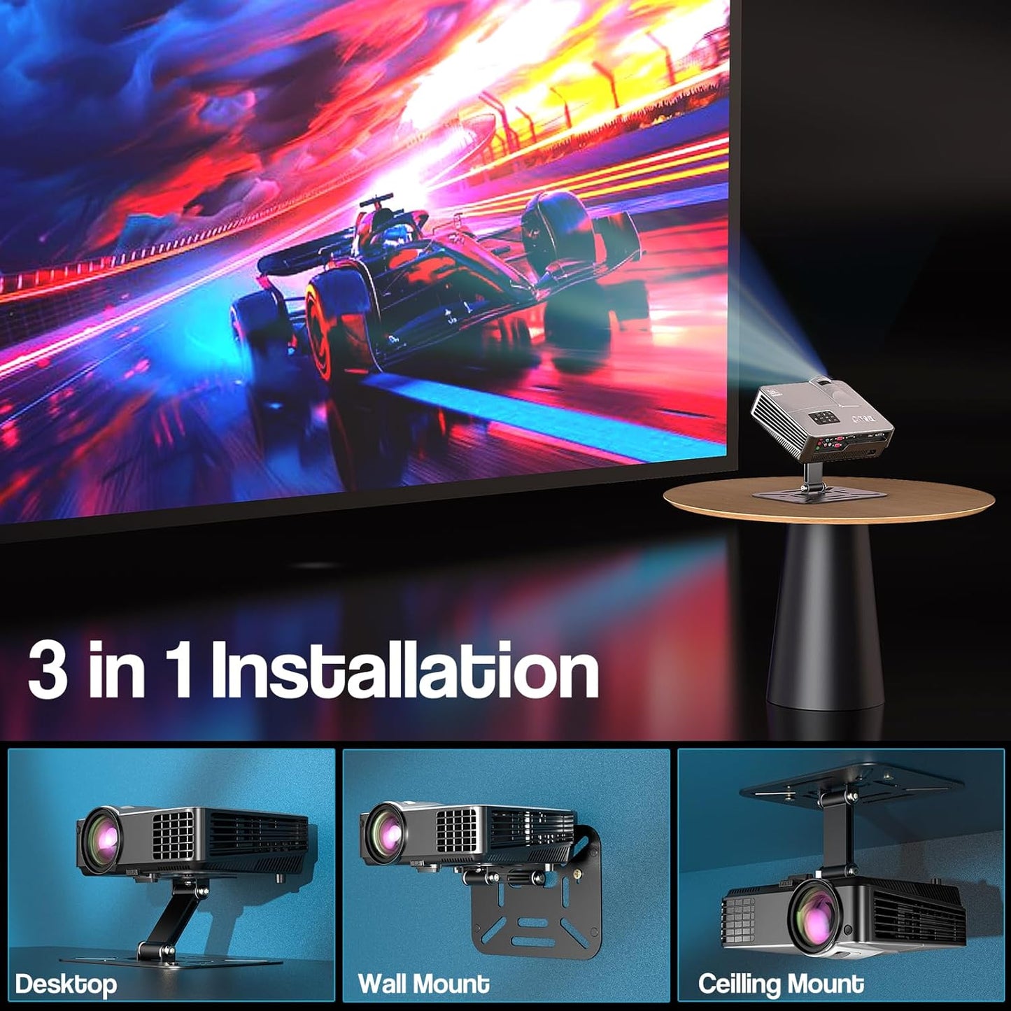 DAWASAPAT Projector Foldable Stand, Mini Projector Stand, Desktop Projector Mount, Table Top Projector Stand with Tilt