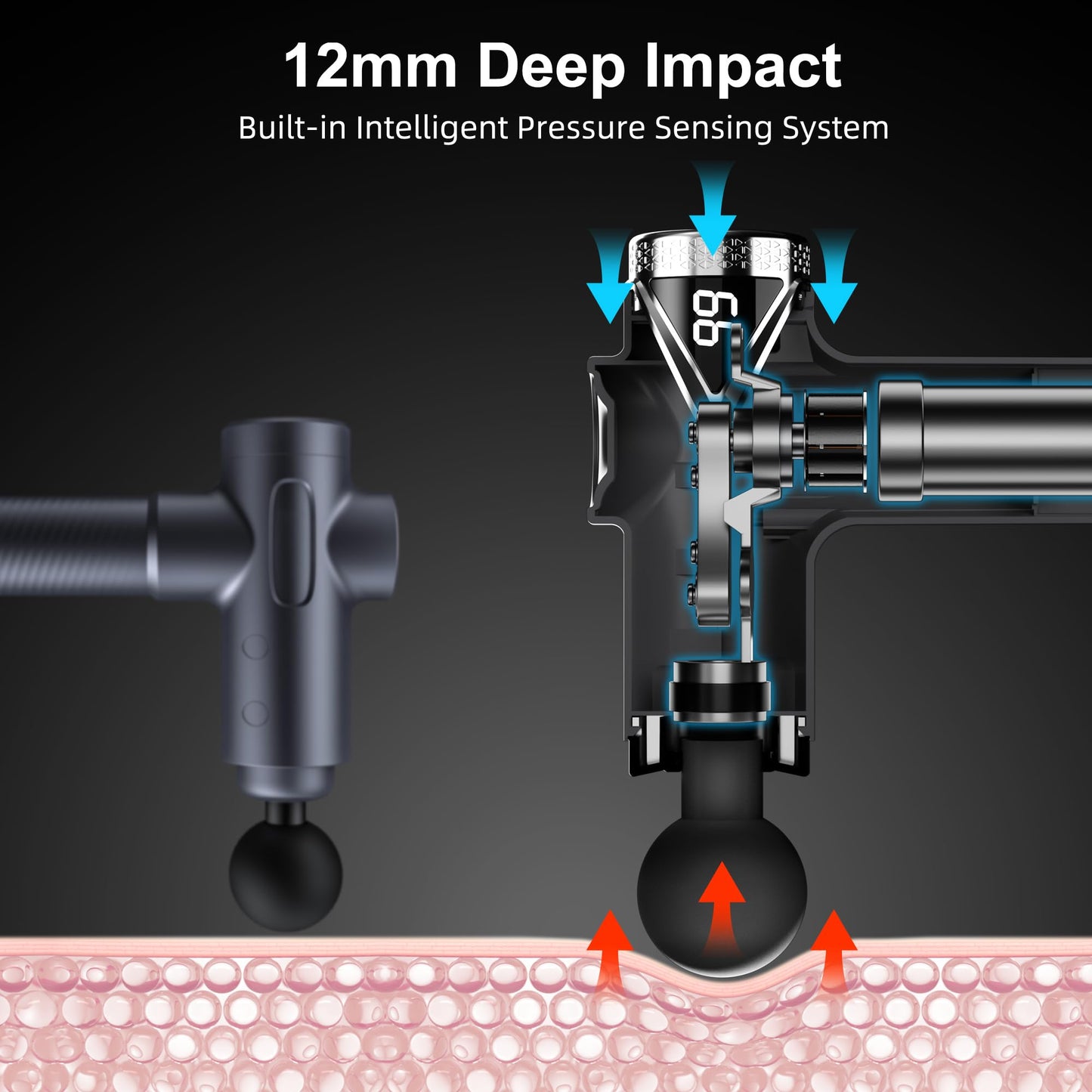 LEERCON Massage Gun Deep Tissue, Percussion Massage Gun for Pain Relief Muscle Back Massager Gun for Athletes with 8 Attachments & 6 Speeds, Gift for Men Women, Black