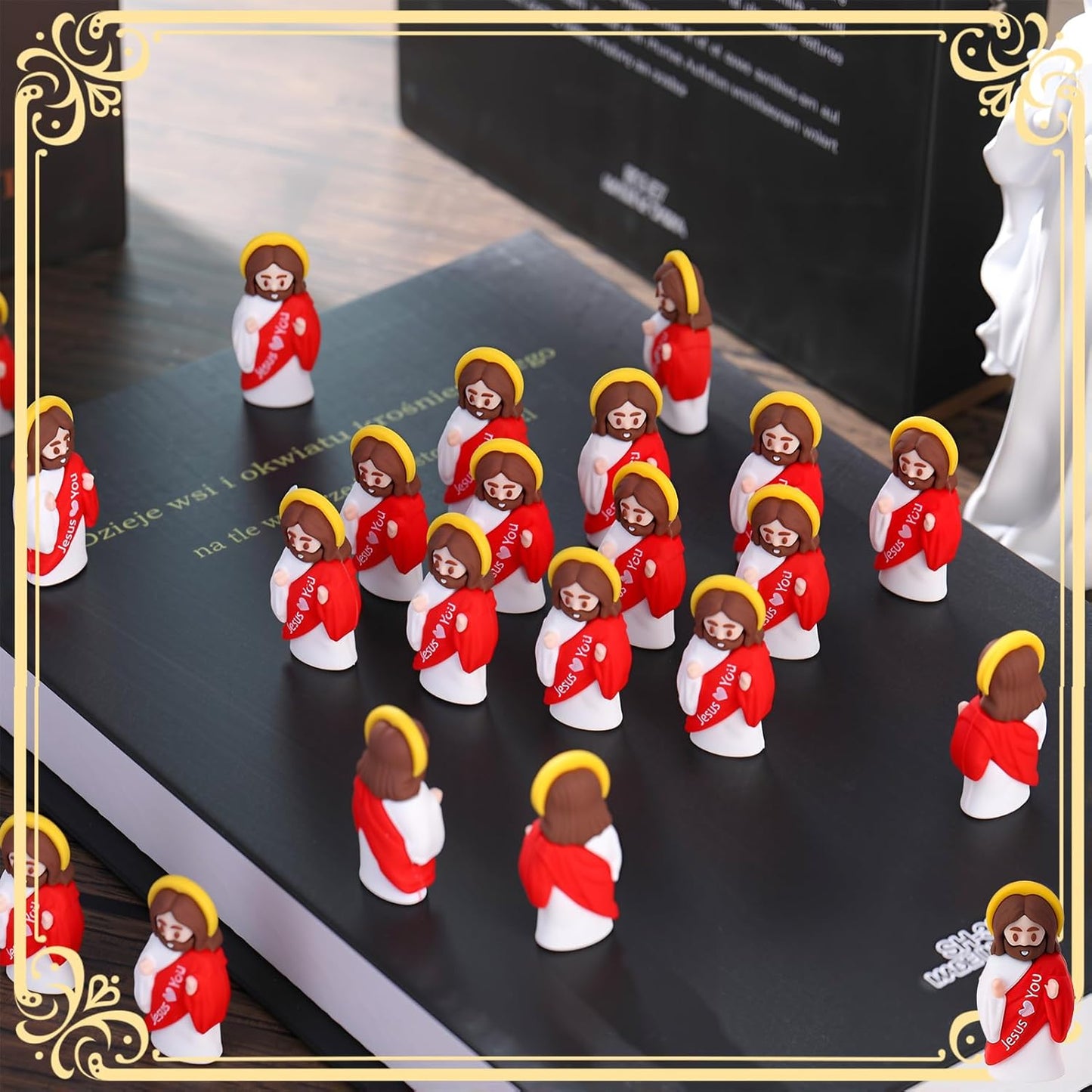 Skiennix Mini Jesus Figurines - 30 Pcs Tiny Easter Figures for Religious Gifts & Sunday School (Red)