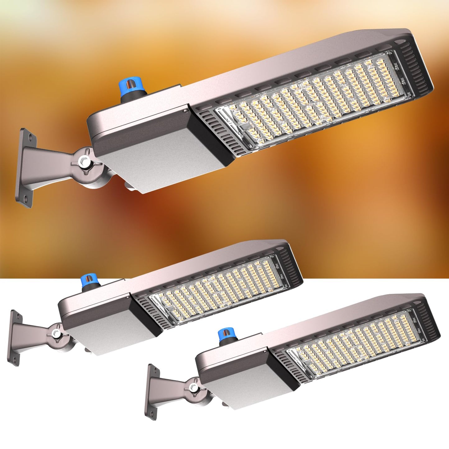 400W LED Parking Lot Lights Outdoor 100000lm(250LM/W) IP65 Commerical LED Parking Lot Lights with Smart Photocell 6KV SPD 5000K Arm Mount Flood Lighting for Parking Lot, Roadways,Stadium,Yard,-2Pack