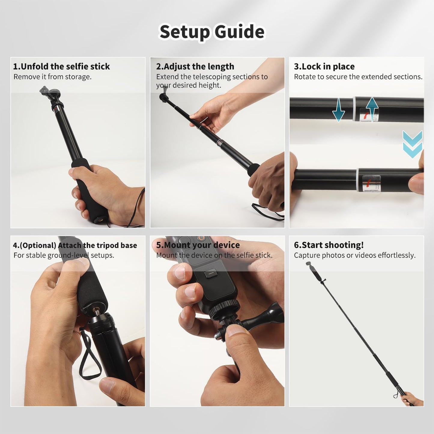uconsmimo 36 inch 4/3 360, Retractable Selfie Stick+Tripod Mount for DJI Osmo Pocket & Osmo Extension Rod+Tripod